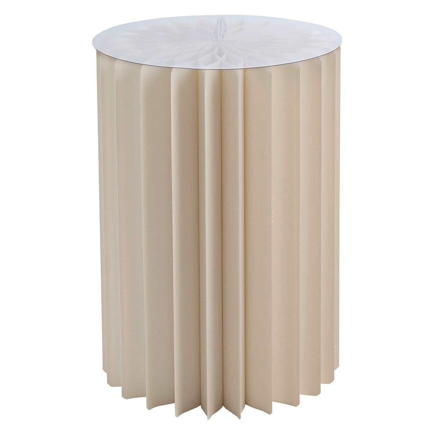Beistelltisch DREL, Creme, Papier, Glas, Ø 40 x H 60 cm, Belastbar bis max. 65 kg