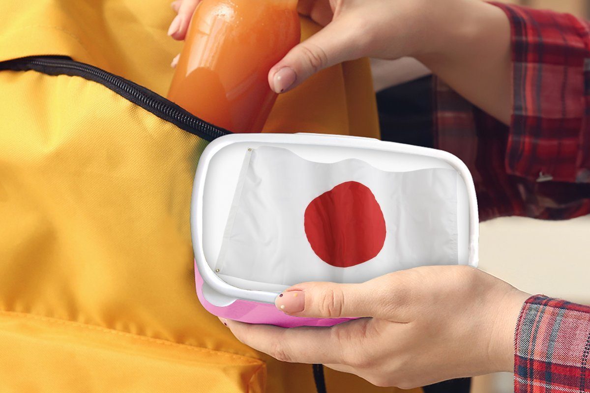 Lunchbox Japan Brotbox von Kinder, rosa Kunststoff Kunststoff, Flagge auf Brotdose Snackbox, MuchoWow Erwachsene, für Mädchen, weißem Hintergrund, Die (2-tlg),