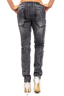 Cipo & Baxx Regular-fit-Jeans Moderne Hose BA-WD477 Stonewashed mit trendigen Ziernähten
