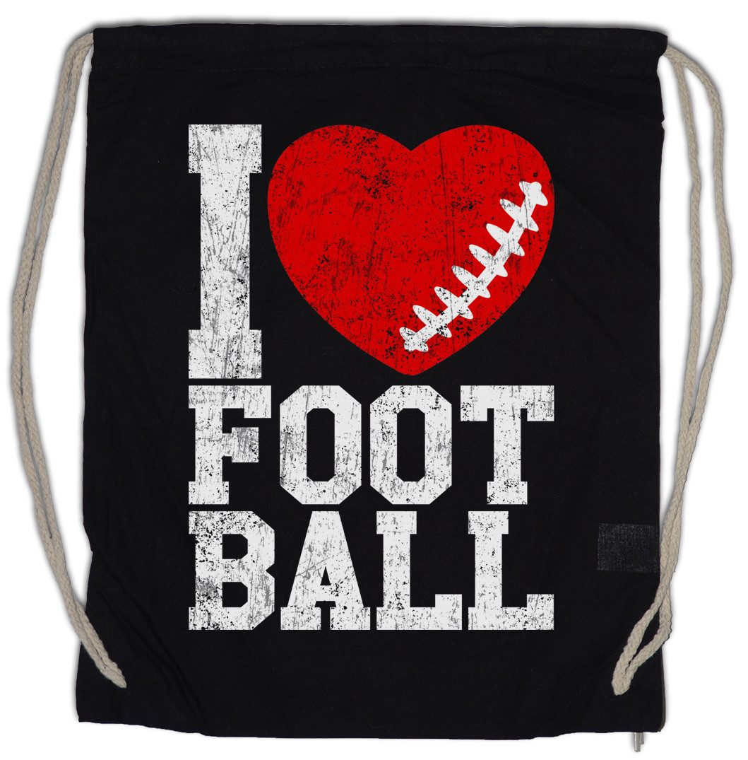 Urban Backwoods Turnbeutel I Love Football III Turnbeutel American US USA Hearts Heart Herz Love (1-tlg), Addicted Addiction Ball Foot