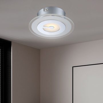 Globo LED Deckenleuchte, LED-Leuchtmittel fest verbaut, Warmweiß, Deckenlampe Deckenleuchte Flurlampe LED Glas Küchenlampe chrom D 16 cm