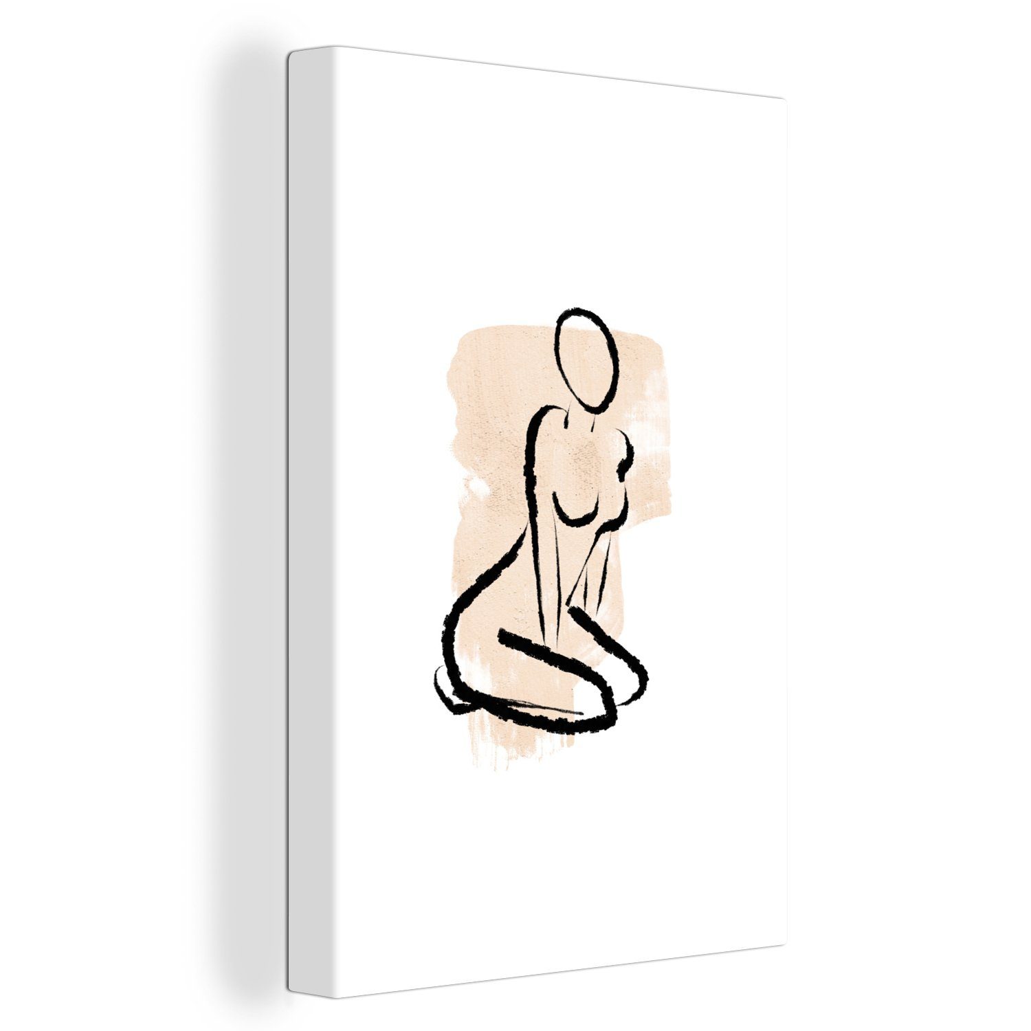 OneMillionCanvasses® Leinwandbild Frauen - Linienkunst - Bohème - Pastell, (1 St), Leinwandbild fertig bespannt inkl. Zackenaufhänger, Gemälde, 20x30 cm