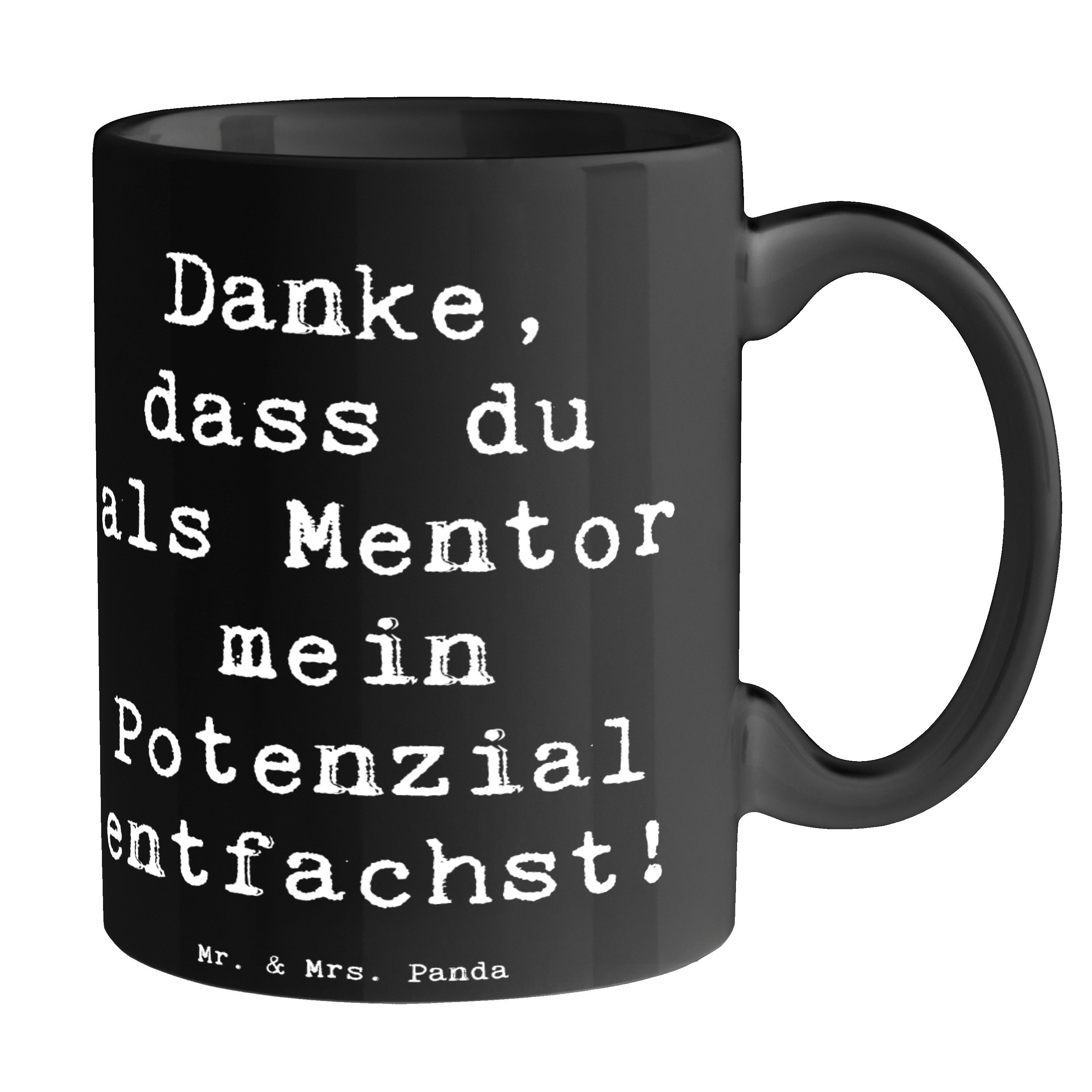 Mr. & Mrs. Panda Tasse Spruch Mentor Potenzial, Tasse, Schwarz, Danke sagen, Freundschaft, s, Keramik, Mr. & Mrs. Panda milchkaffeetasse Dekotasse