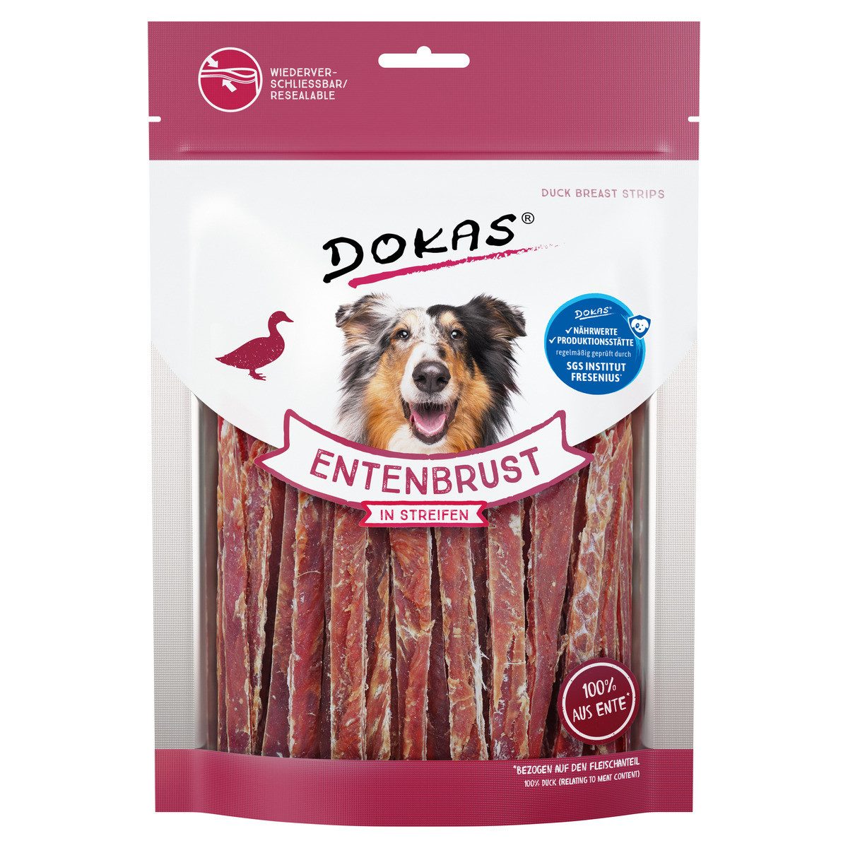 Dokas Entenbrust in Streifen 250 g, Snack für: Hund von Dokas