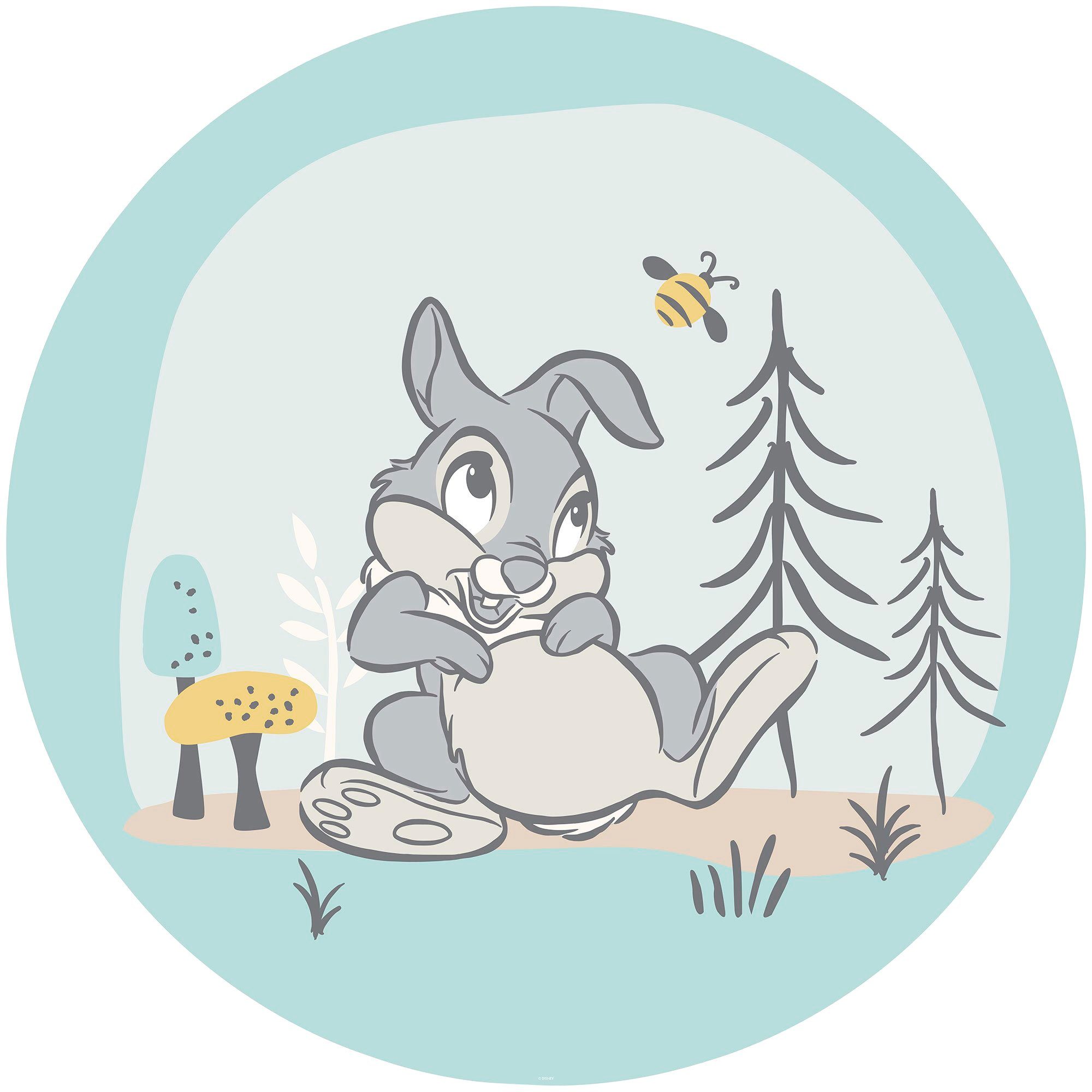 Komar Fototapete Vlies selbstklebend - Bambi Thumper - Größe 125 x 125 cm, glatt, bedruckt, Kinderzimmer