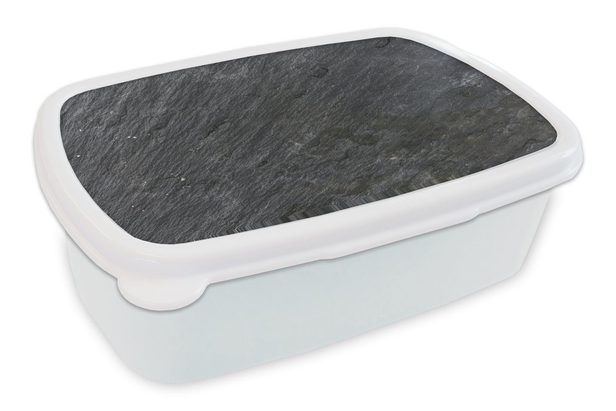 MuchoWow Lunchbox Naturstein - Industriell - Schiefer - Strukturiert - Grau, Kunststoff, (2-tlg), Brotbox für Kinder und Erwachsene, Brotdose, für Jungs und Mädchen weiß