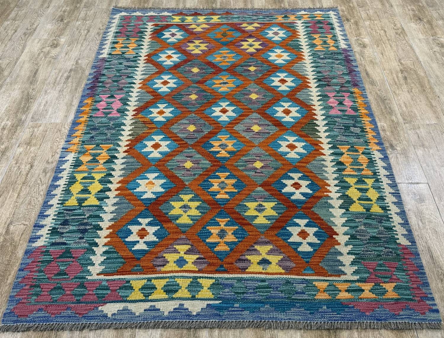 Rug Studios Teppich KELIM ORIGINAL HANDGEARBEITET, Rechteckig, Höhe: 5 mm, Handgewebt, 127 x 182 cm, Multi