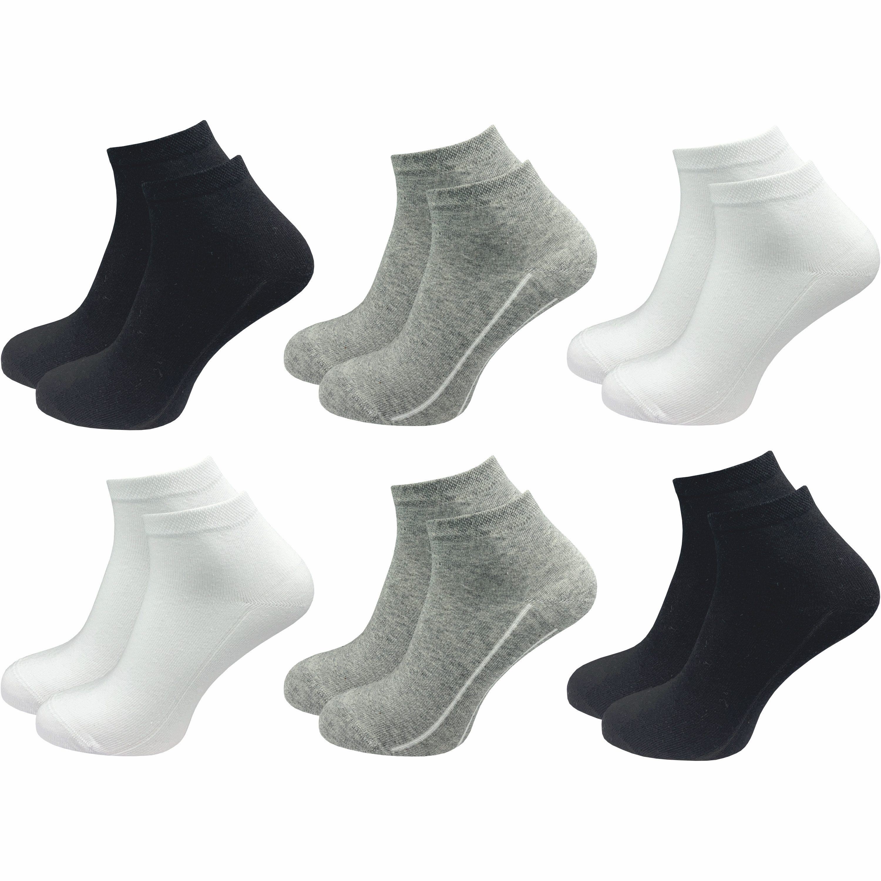 GAWILO Kurzsocken für Damen - Quartersocken in weiß und schwarz - ohne drückende Naht (6 Paar) Schaft etwas länger als bei einer Sneaker Socke, daher kein rutschen