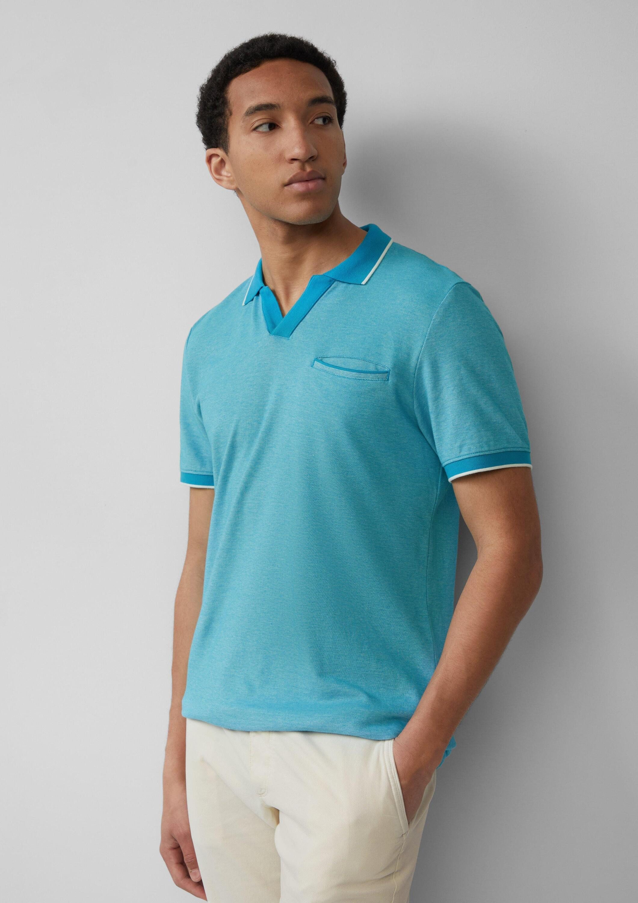 s.Oliver Kurzarmshirt Polo-Shirt Poloshirt aus zweifarbigem Piqué mit Brust günstig online kaufen