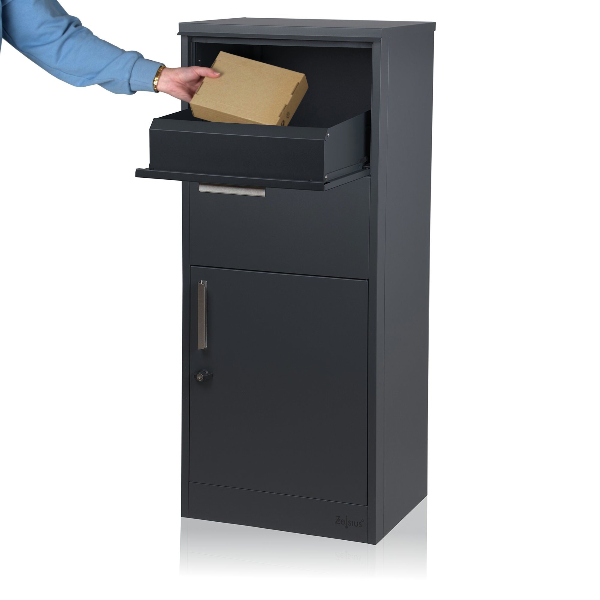 Zelsius Paketbriefkasten Jupiter, pulverbeschichteter Stahl, RAL7016 günstig online kaufen