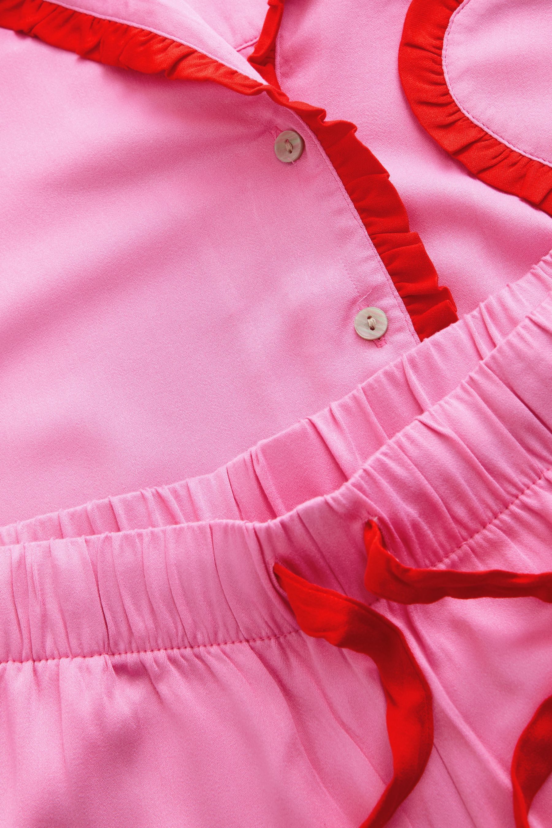 Cath Kidston Pyjama Cath Kidston Schlafanzug mit Rüschen, Herzmuster (2 tlg)