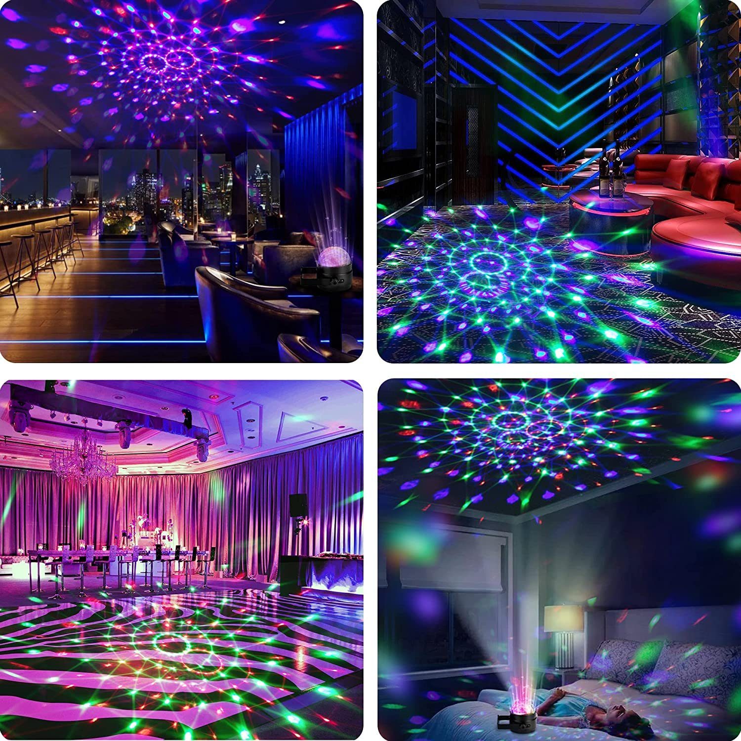 LED LED Musik Lichter Discokugel, Party Discolicht GelldG Disco gesteuert ‎‎Schwarz(Stil:1) Lichts