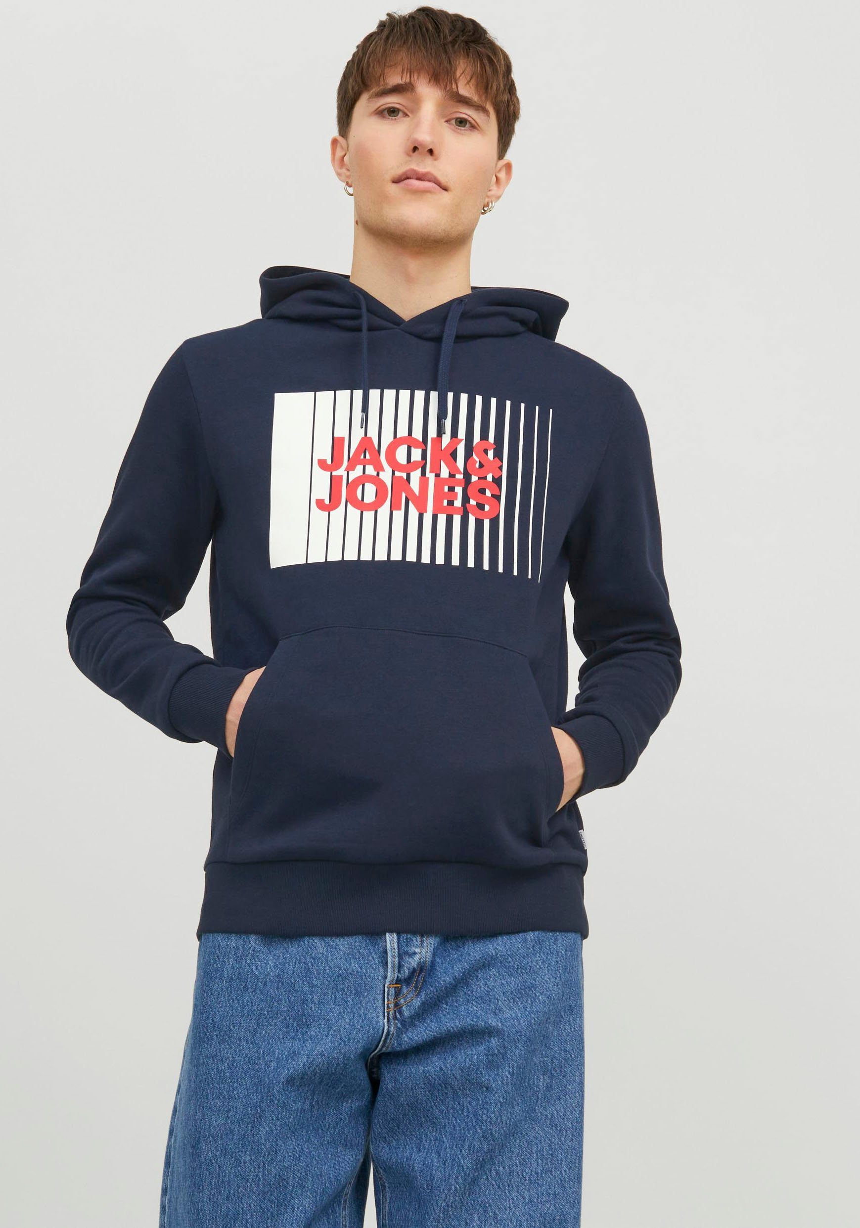 Jack & Jones Kapuzensweatshirt JJECORP LOGO SWEAT HOOD PLAY NOOS Navy Blazer