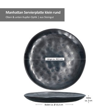 MamboCat Servierplatte 4er Set Manhattan Servierplatte klein 20,5cm schwarz rund - 24322607, Steingut