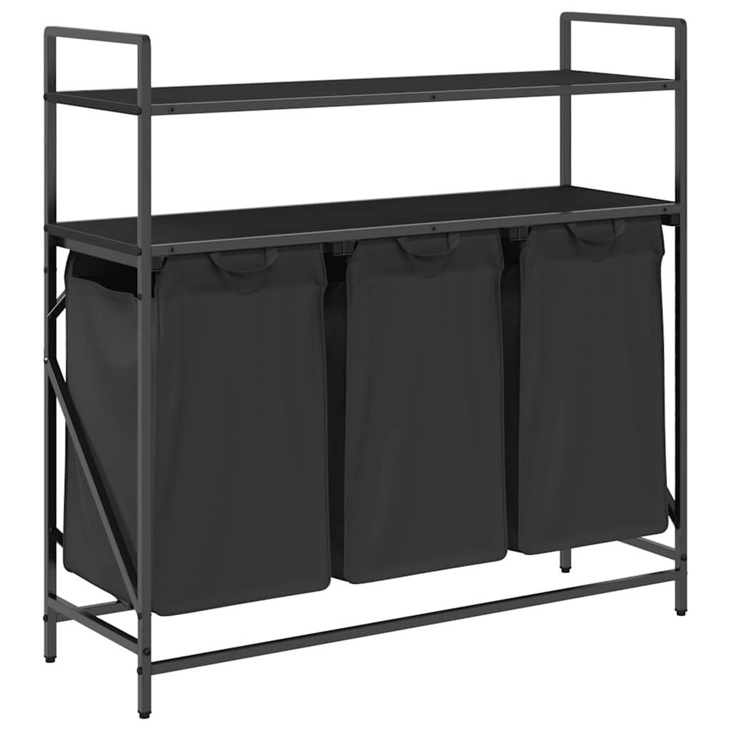 vidaXL Wäschekorb Wäschekorb 3 Fächer mit Regalen Schwarze Eiche (1 St)