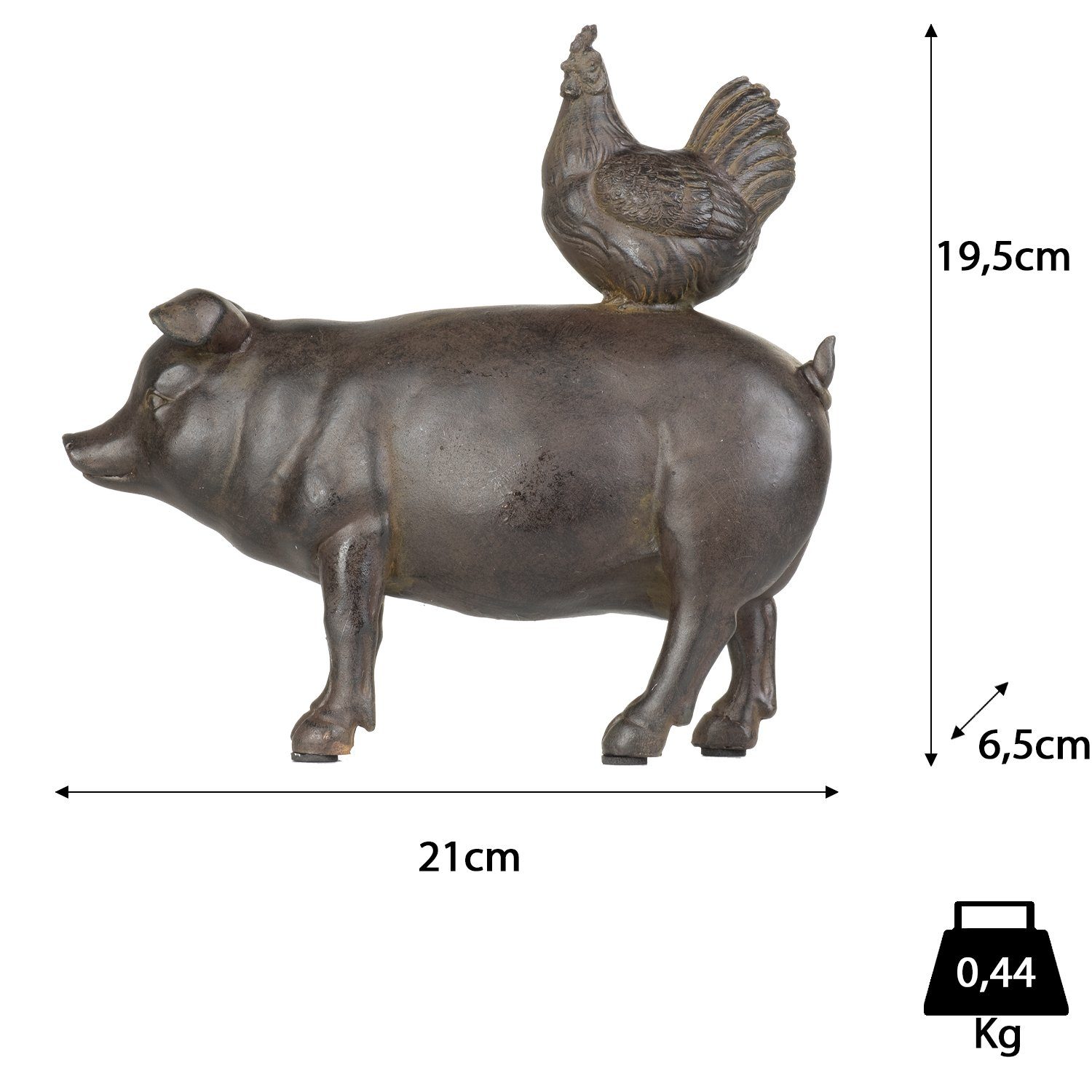 Figuren Polyreisn Dekoration Polyresin Huhn Moritz dunkelbraun, aus Deko-Figur Schweinerücken Dekofigur aus Dekoelement Dekofigur auf sitzt