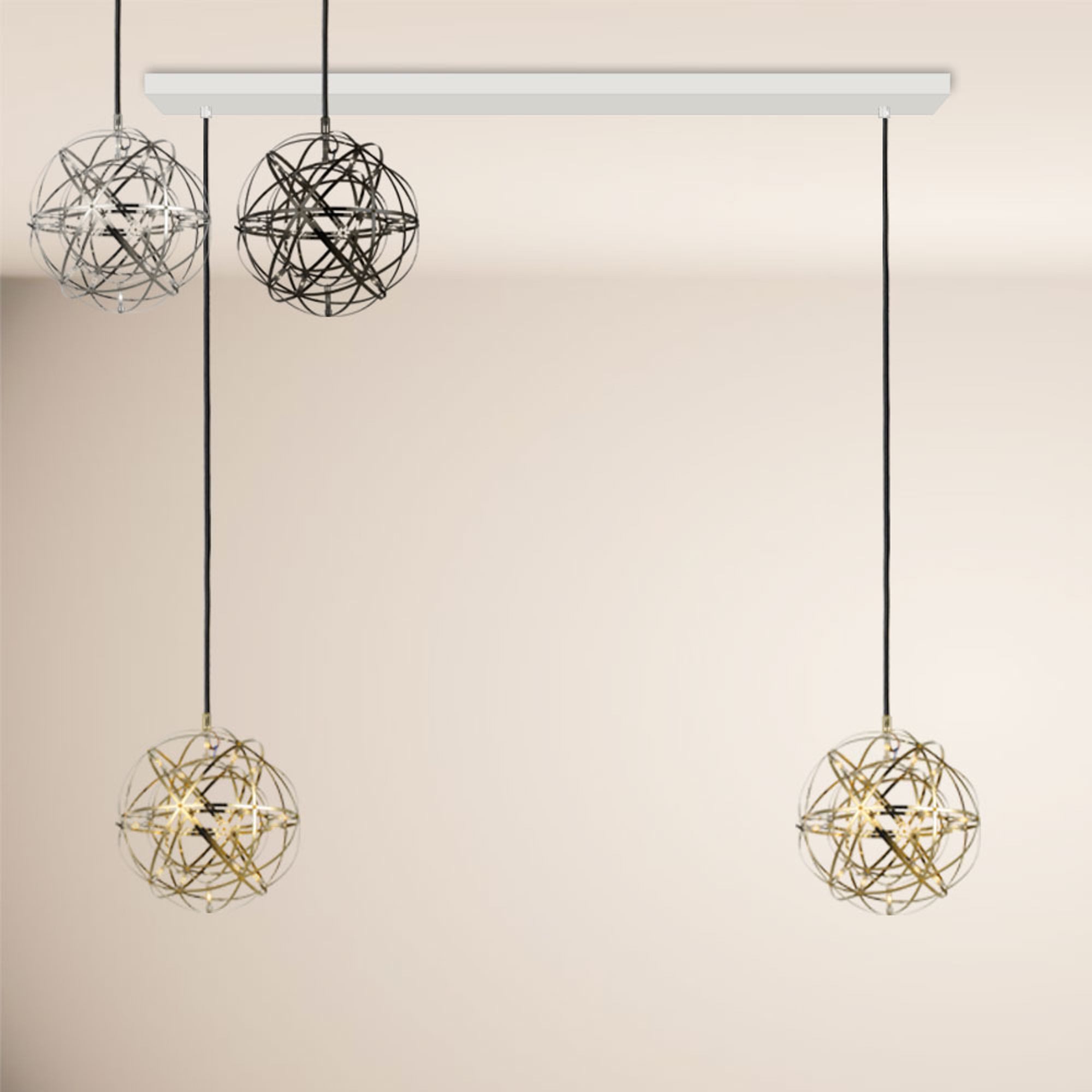 s.luce Pendelleuchte Atom LED Esstisch-Pendelleuchte 2-5-flammig Balken 120cm Gold, Warmweiß