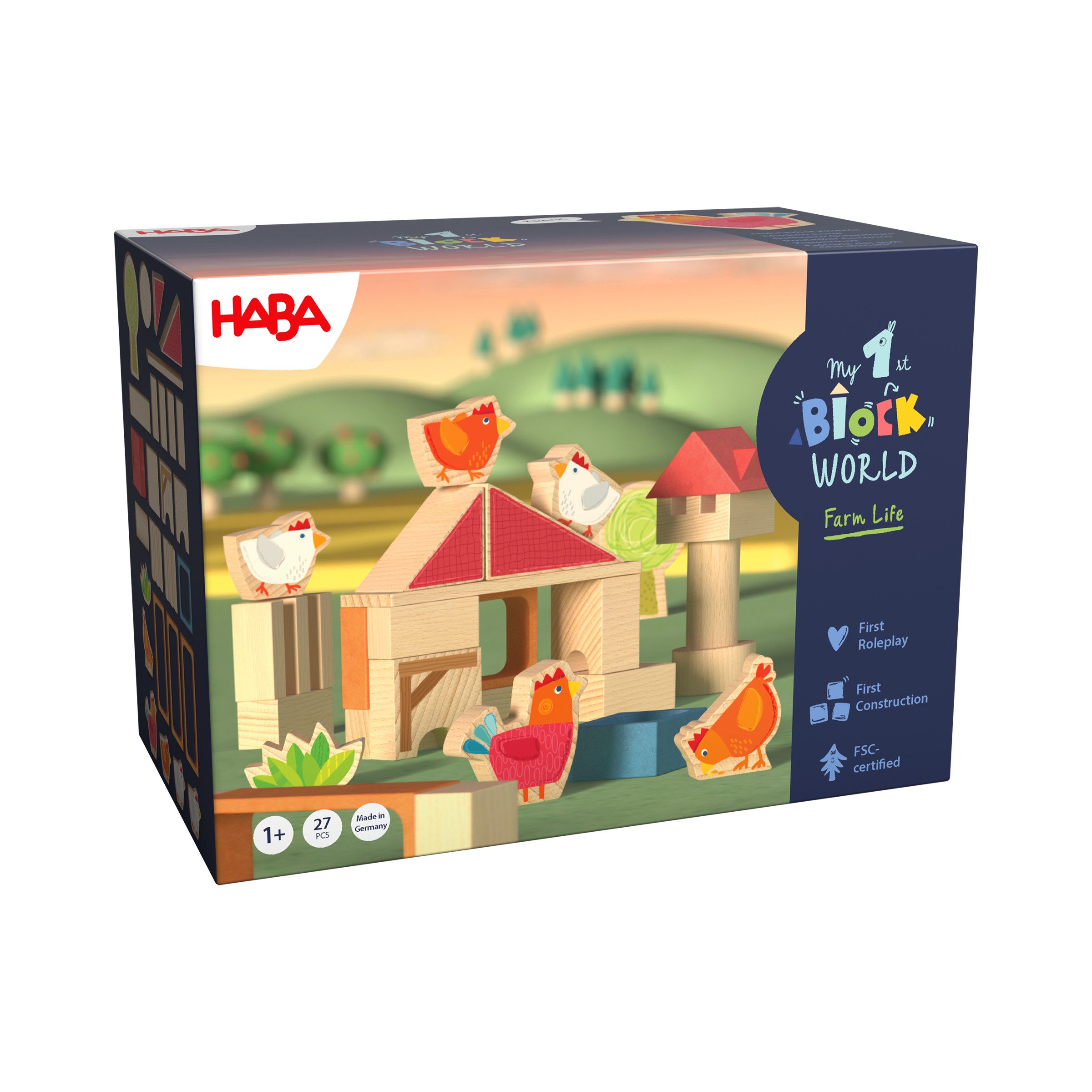 Haba Meine erste Bausteinwelt – Hühnerhof Kikeriki Spielbausteine, Made in Germany