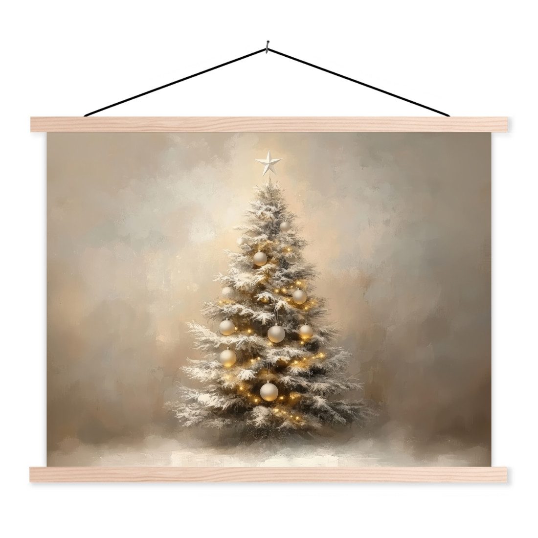 MuchoWow Poster Weihnachten - Weihnachtsbaum - Schnee - Kunst, (1 St), Post günstig online kaufen