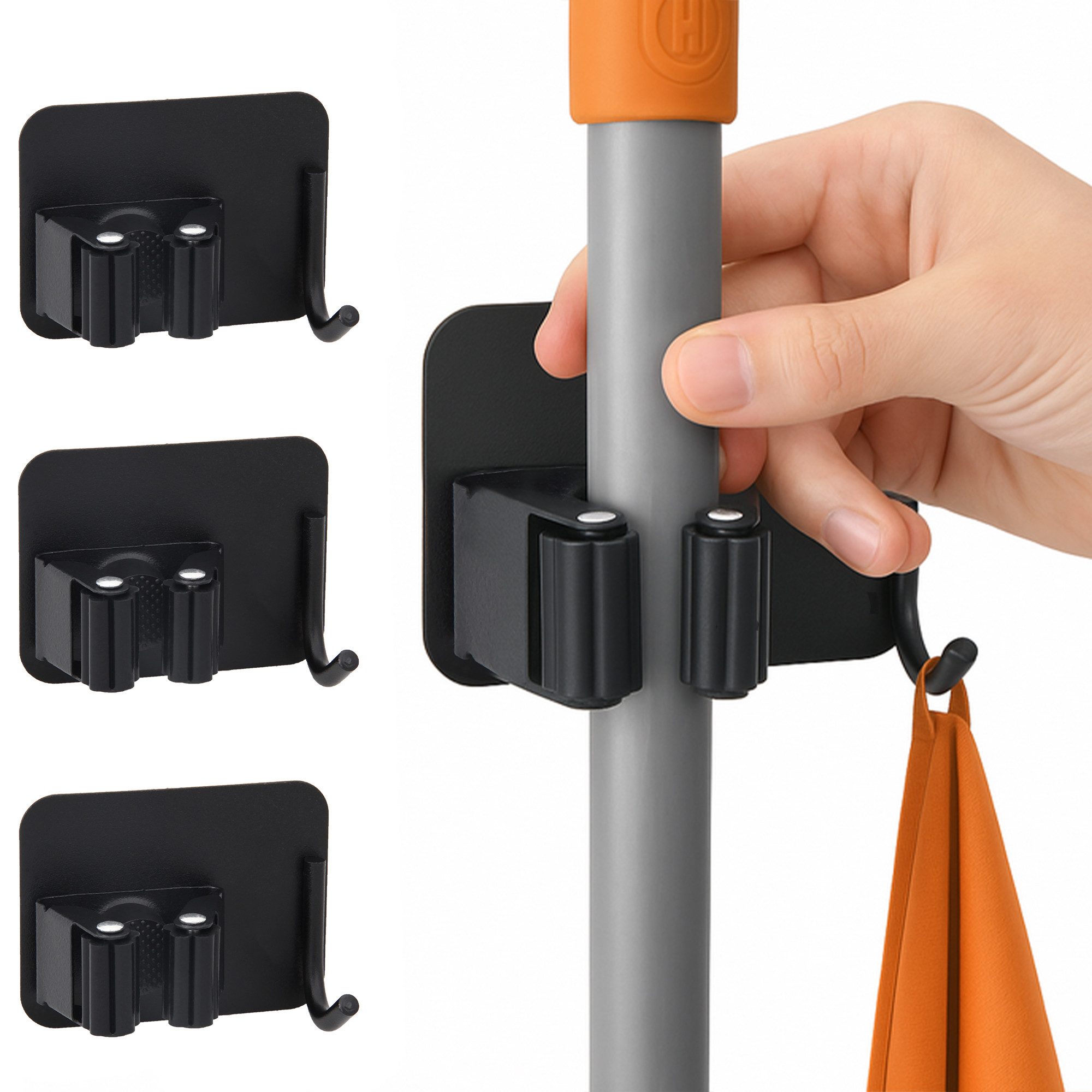 ECENCE Gartengerätehalter 4x Gerätehalter Selbstklebend Schwarz günstig online kaufen