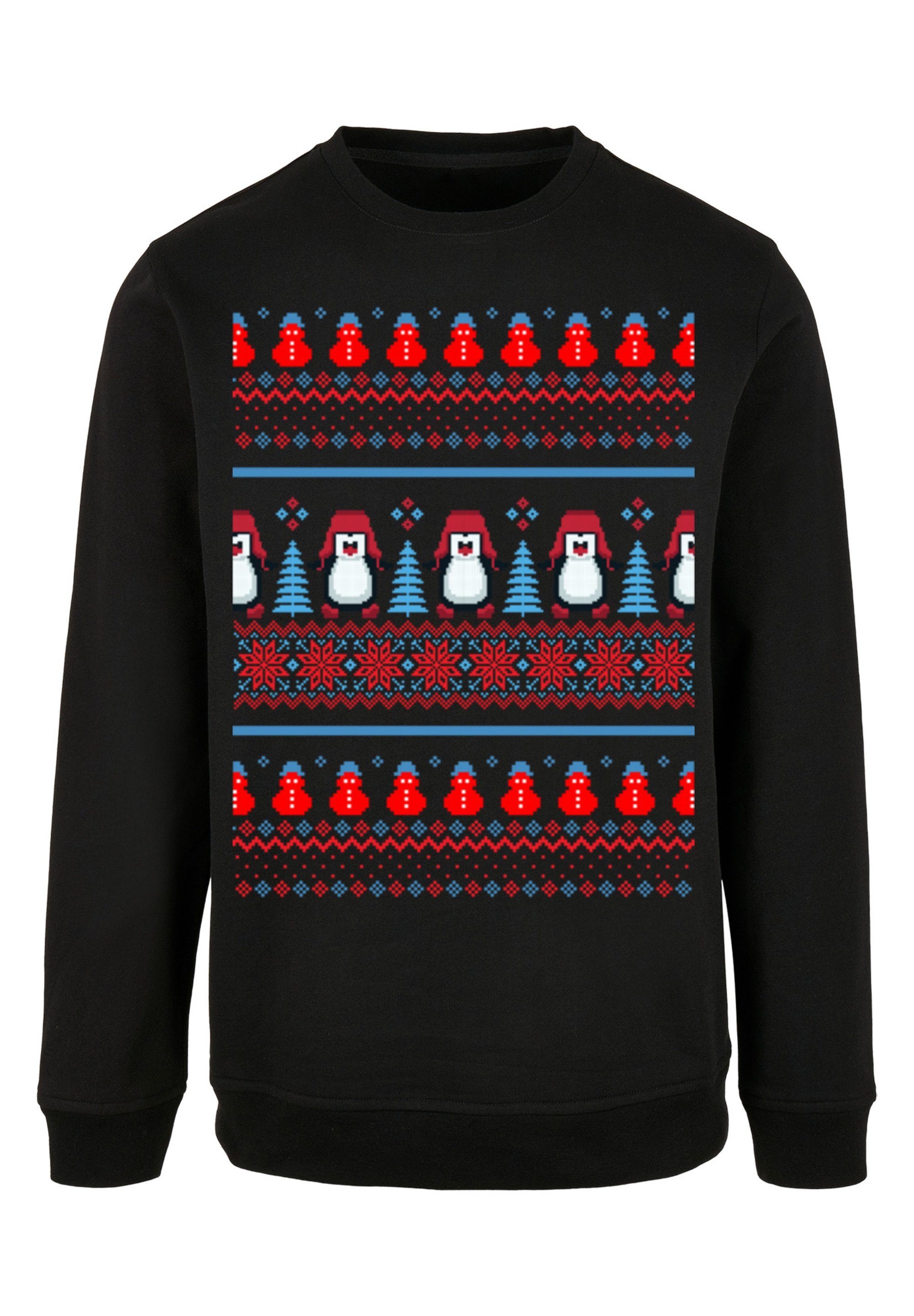 Print Muster Christmas schwarz Hoodie F4NT4STIC Pinguin