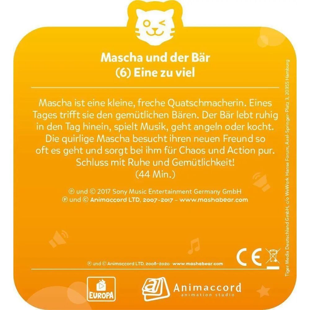 Tiger Media Deutschland GmbH Hörspiel tigercard - Mascha und der Bär - Folge 6: Eine zu viel