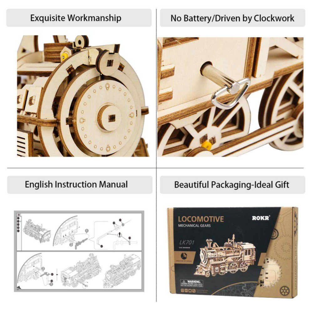 Robotime ROKR 3D-Puzzle Locomotive, 350 Puzzleteile