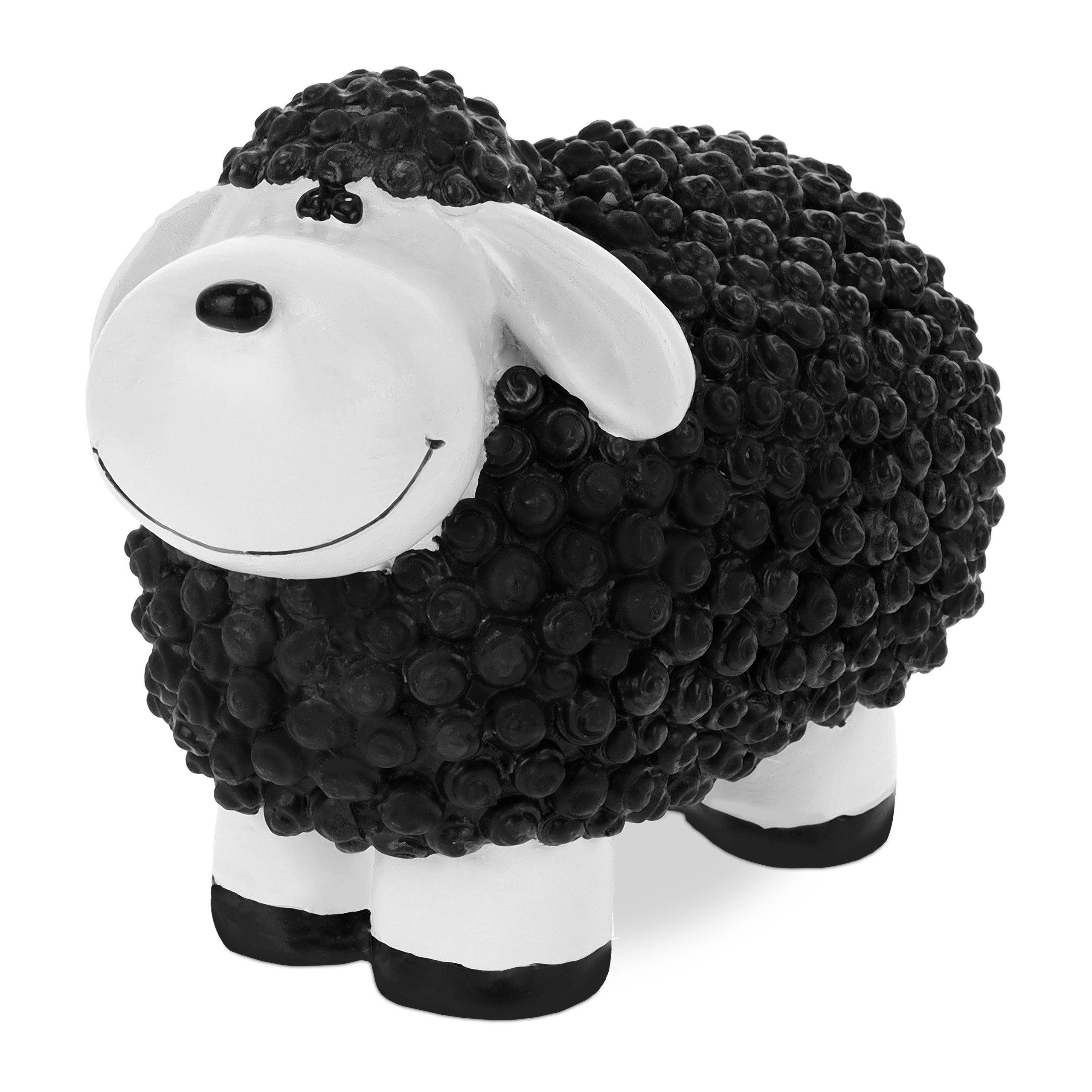 relaxdays Gartenfigur Gartenfigur Schaf, Schwarz Schwarz Weiß