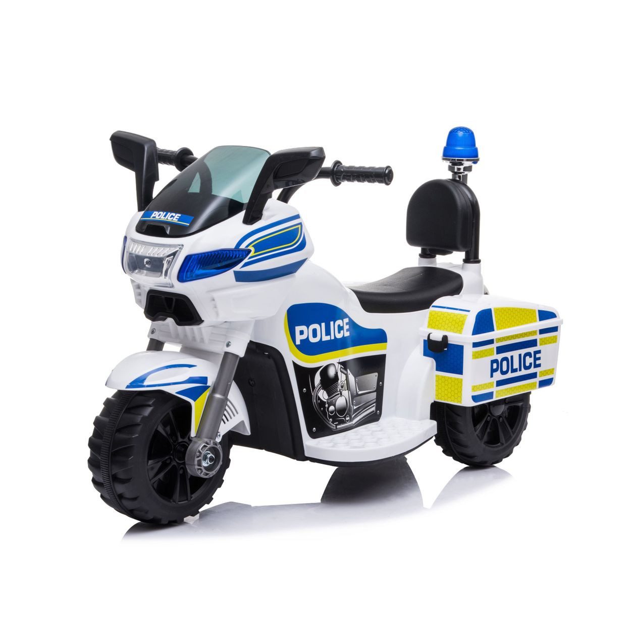 Chipolino Elektro-Kindermotorrad Police, Belastbarkeit 25 kg, Hupe, Alarmton, Frontlichter, 3 Räder, Musikfunktion, Rückwärtsgang