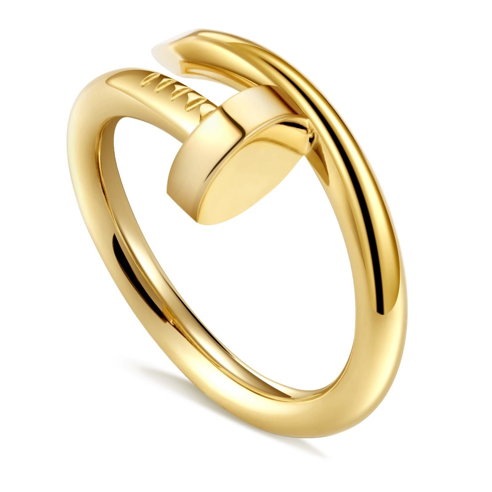 POCHUMIDUU Ringe Goldring 316L Vergoldet Nagel Gold Damen, Goldene Edelstahl Ring Ringe