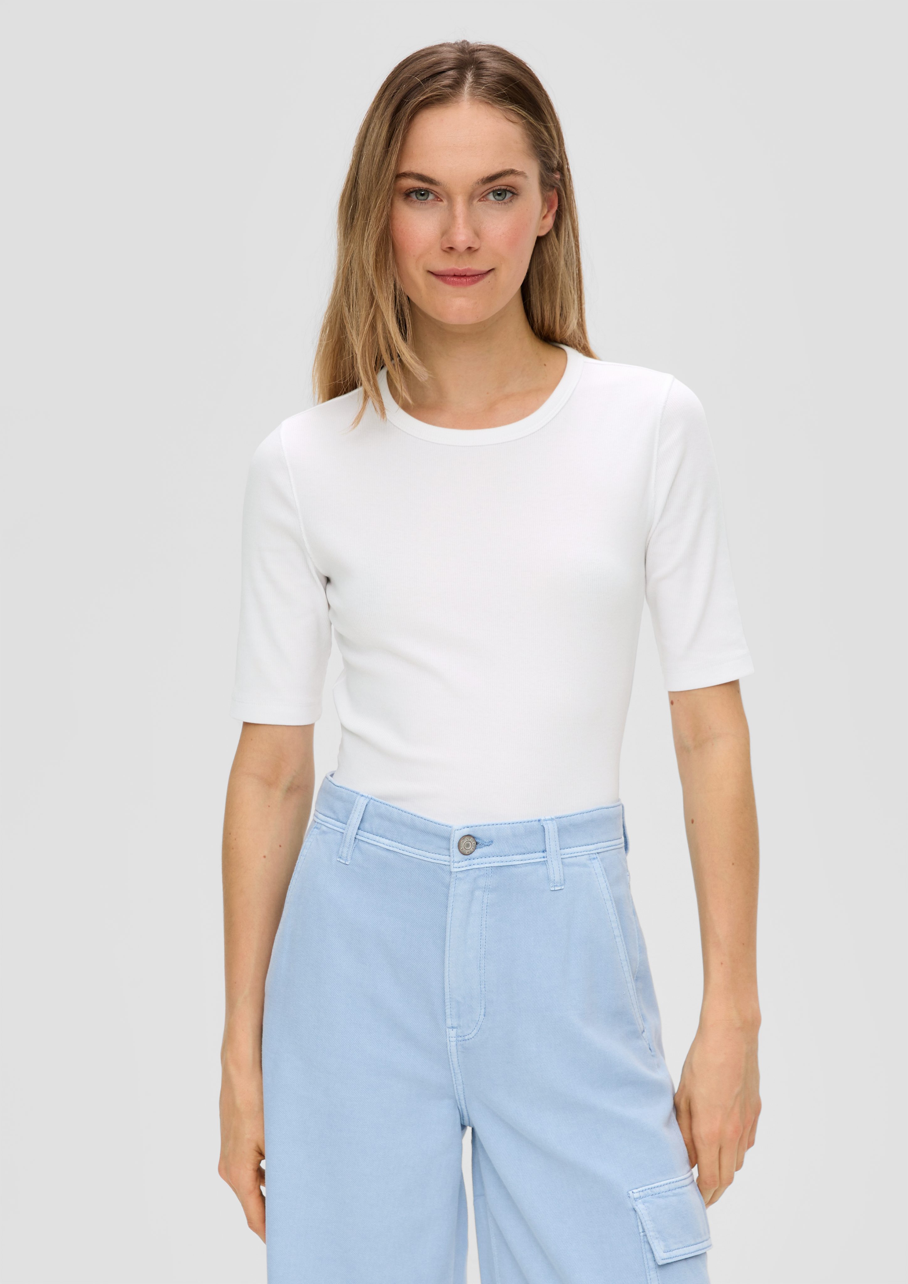 s.Oliver Kurzarmshirt Geripptes T-Shirt im Slim günstig online kaufen