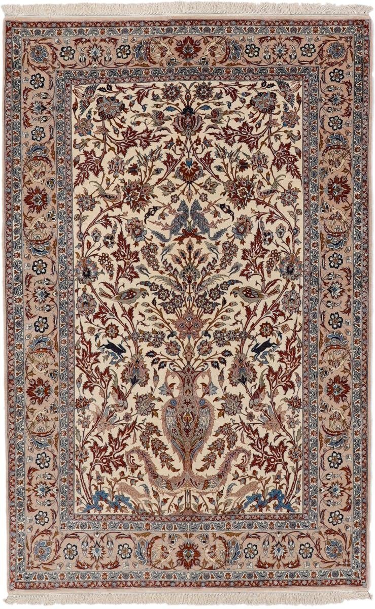 Orientteppich Isfahan Seidenkette 159x247 Handgeknüpfter Orientteppich, Nain Trading, rechteckig, Höhe: 6 mm