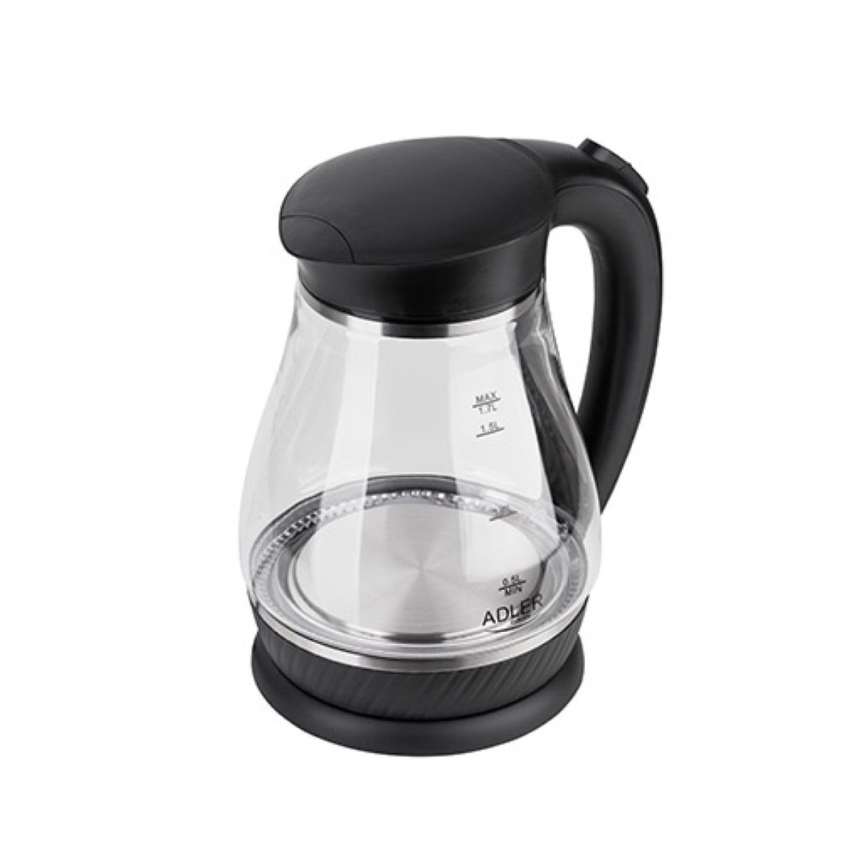 Adler Wasserkocher AD 1274 B Wasserkocher 1,7 L - 2200 W, LED, 360°-Sockel, 1,7 l, 2200 W, Klassische Krugform in Schwarz, Energieeffizient, 2200 W