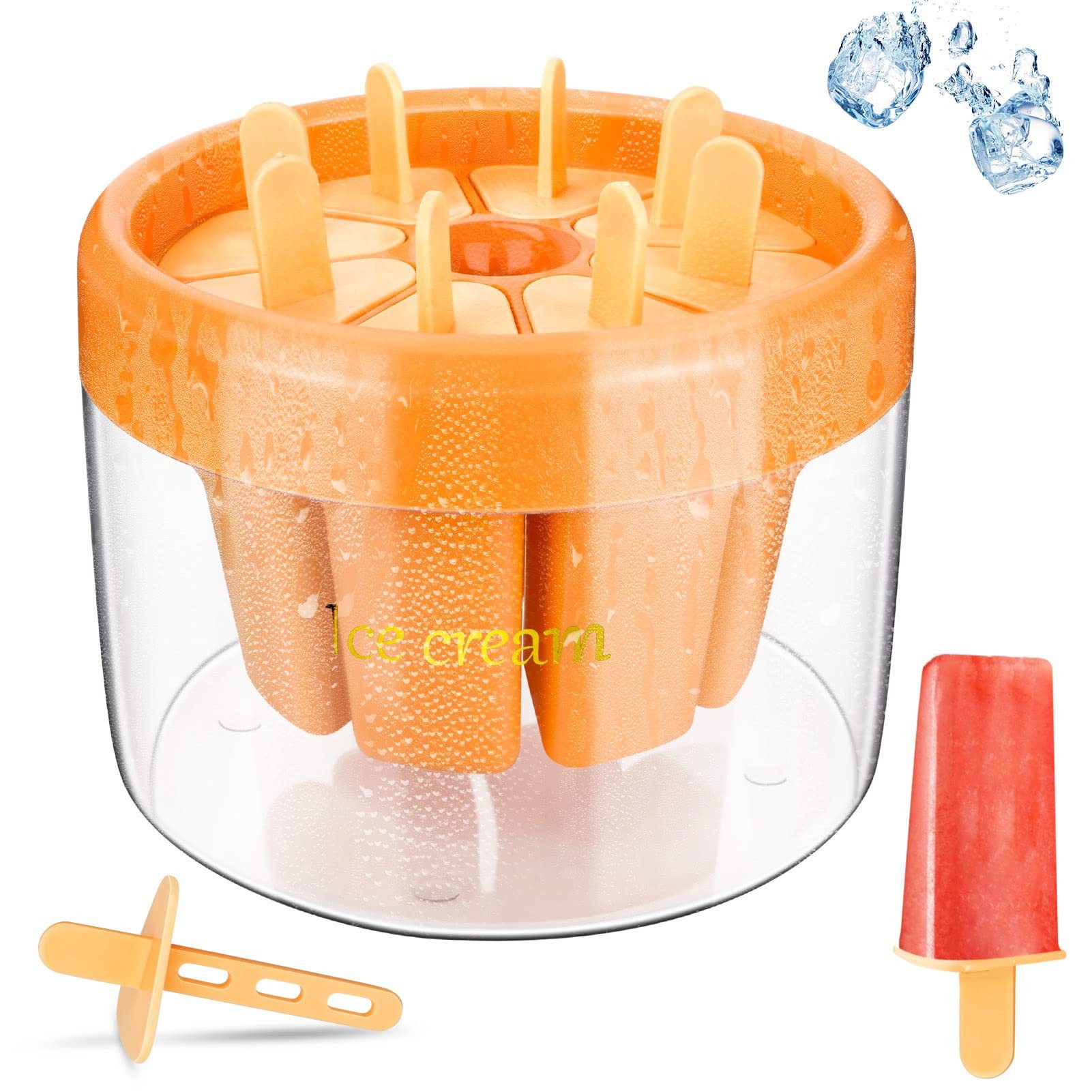 Refined Living Eisform Silikon Eisformen Set mit 8 Formen & Stielen, BPA-frei, mit Deckel, (Popsicle Form für Eis am Stiel, Eis am Stiel Form, Eisformen Silikon, Eis am Stiel selber machen, Einfaches Herauslösen, Lebensmittelechtes Material, kreative DIY-Desserts 1-tlg), für Fruchtsäfte,Joghurt,Smoothies,Pudding,Fruchtpüree,DIY Eisformen