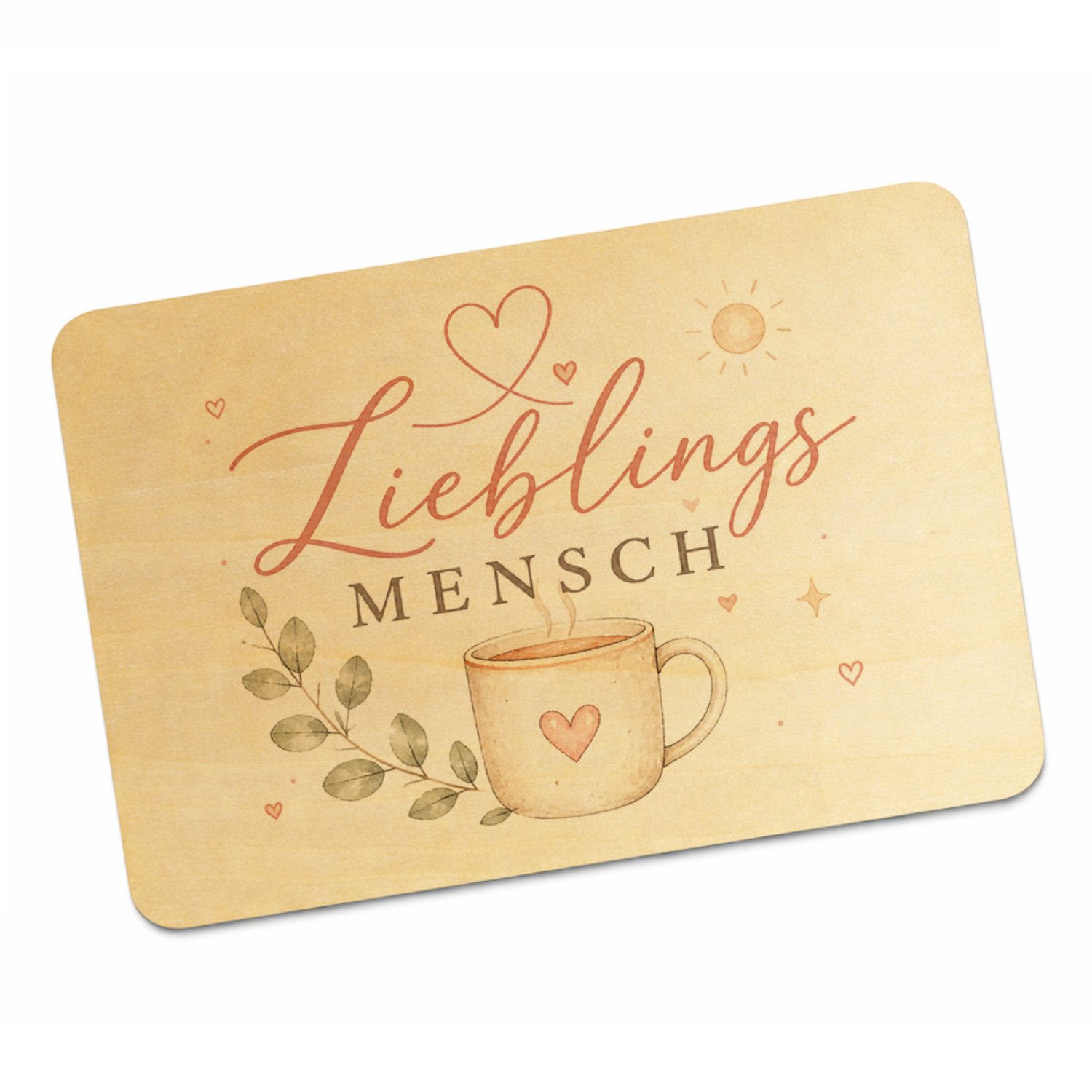 speecheese Postkarte Postkarte Holz Lieblingsmensch Grusskarte im dekorativen Look Mit als