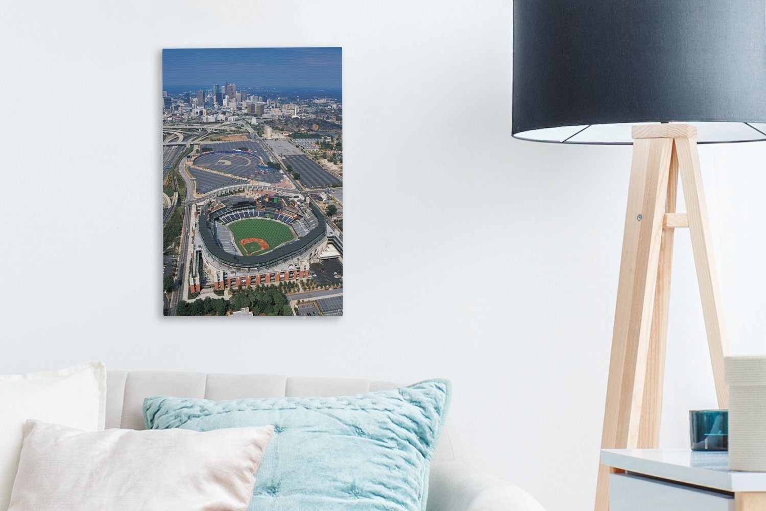 OneMillionCanvasses® Leinwandbild cm Gemälde, - (1 St), fertig Himmel, Stadion - 20x30 bespannt Leinwandbild Atlanta inkl. Zackenaufhänger