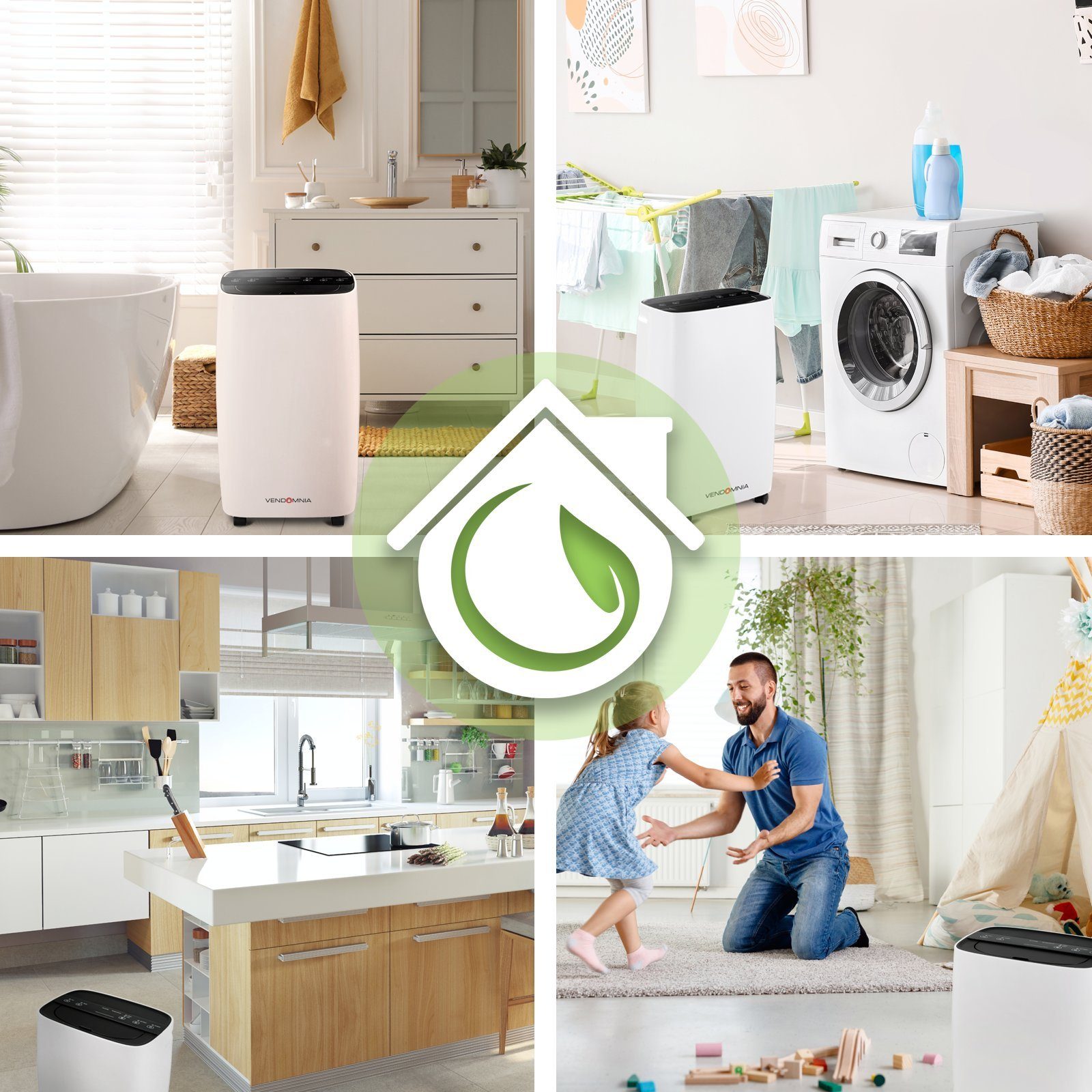 VENDOMNIA Luftentfeuchter Luftentfeuchter - 10/12 L / Tag, für 18 m³ Räume, elektrisch, Digitalanzeige, Raumentfeuchter, Entfeuchtungsgerät