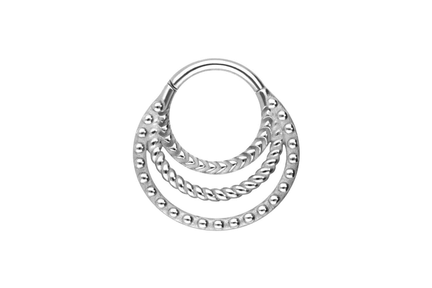 Piercing-Set Chirurgenstahl Segmentring Clicker 3 RINGE + DESIGNS