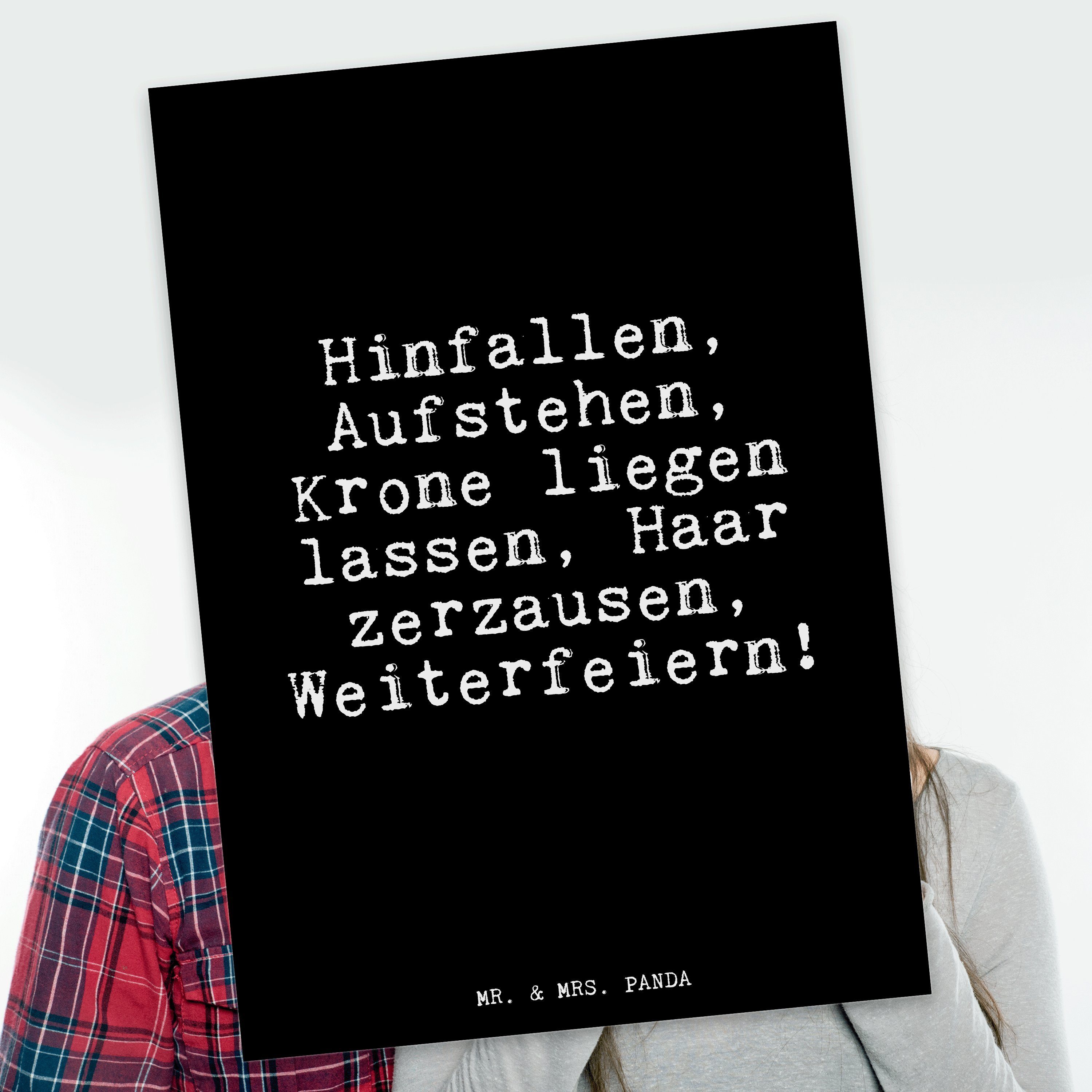 Mr. & Mrs. Panda Postkarte »Hinfallen, Aufstehen, Krone liegen