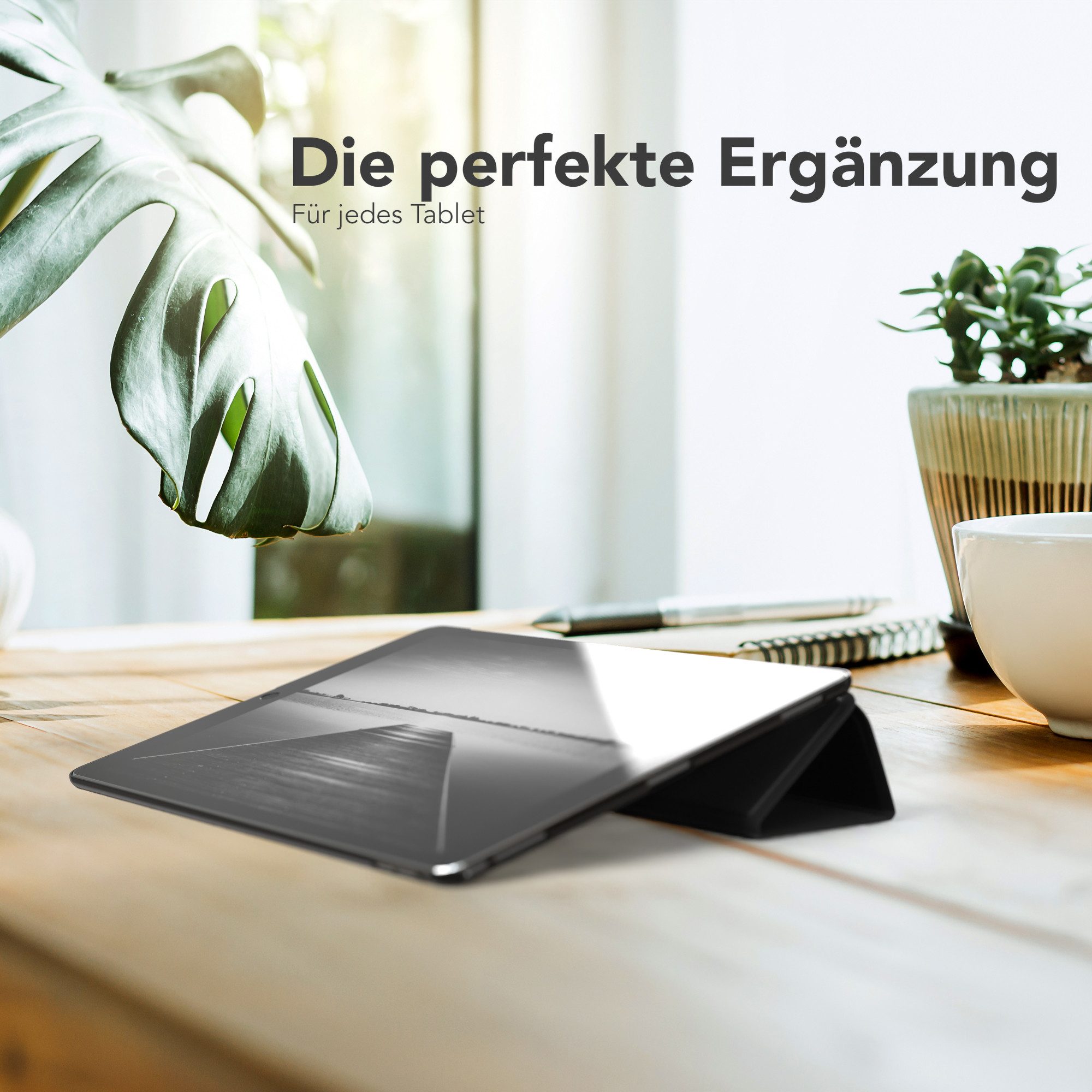 EAZY CASE Tablet-Hülle Smart Case für iPad Pro 12,9" 1 / 2 (2015/2017) 12,9 Zoll, Hülle mit Standfunktion Tablet Klapphülle Anti-Kratz Tasche Schwarz