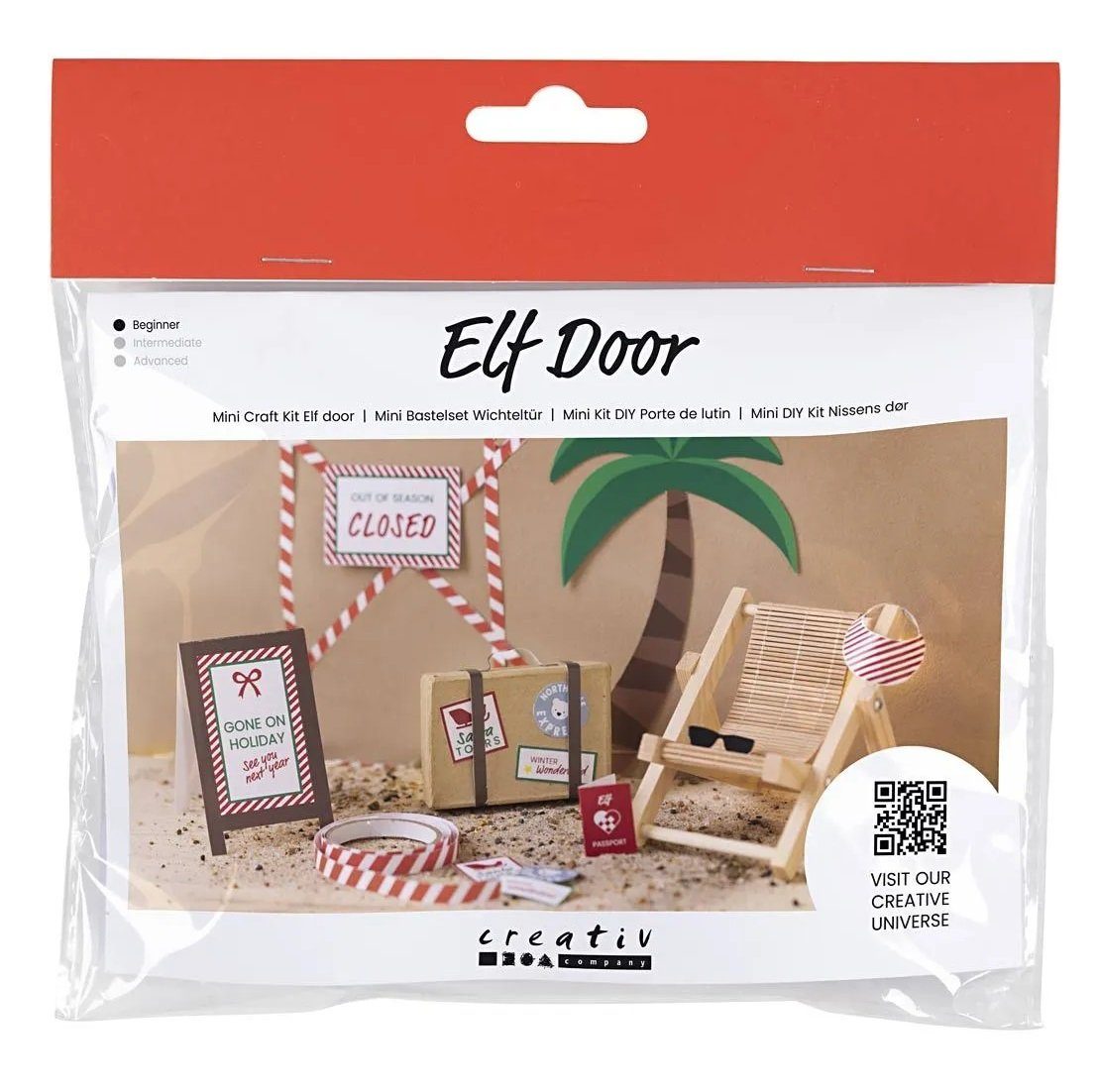 creativ company Kreativset 977479, Im Urlaub, Bastelset Wichteltür Mini - DIY Dekoration