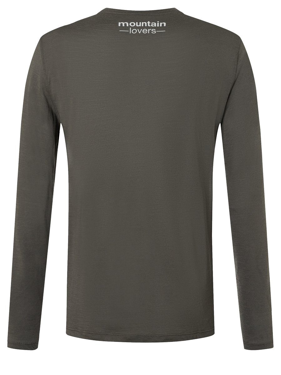 Langarmshirt Merino Merino-Materialmix Longsleeve LS Ink/Feather DAY LONG Grey ALL M funktioneller SUPER.NATURAL Black