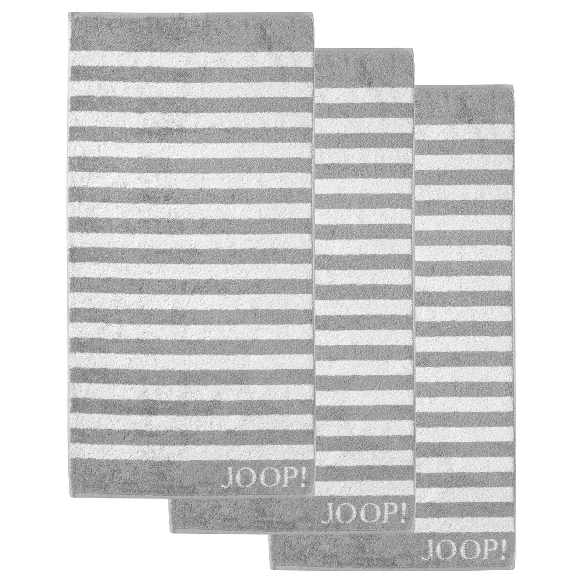 Joop! Handtuch HHandtuch, 3er Pack - Classic Stripes, 50x100 cm, Frottier (3-St) Grau