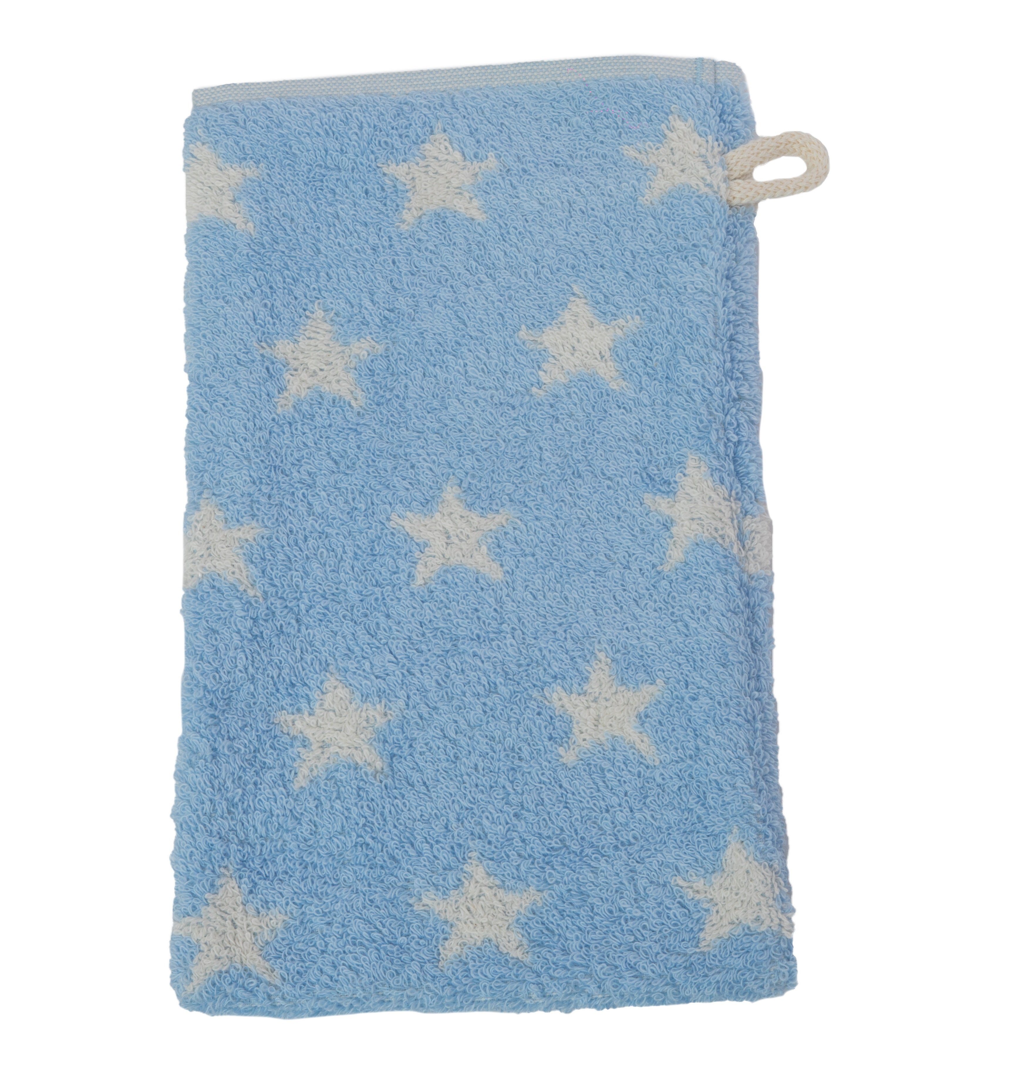 framsohn frottier Waschhandschuh framsohn Kinderwaschhandschuh 'Organic Stars' 22 x 16 cm Blau