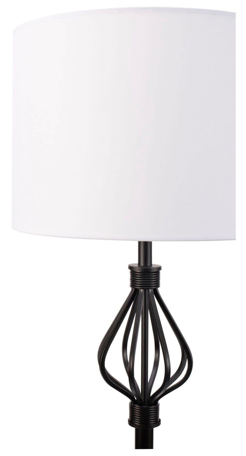 Pauleen Stehlampe Grand Beauty max20W Stoff/Metall, Ein-/Ausschalter, Weiß/Schwarz 230V Leuchtmittel, ohne E27