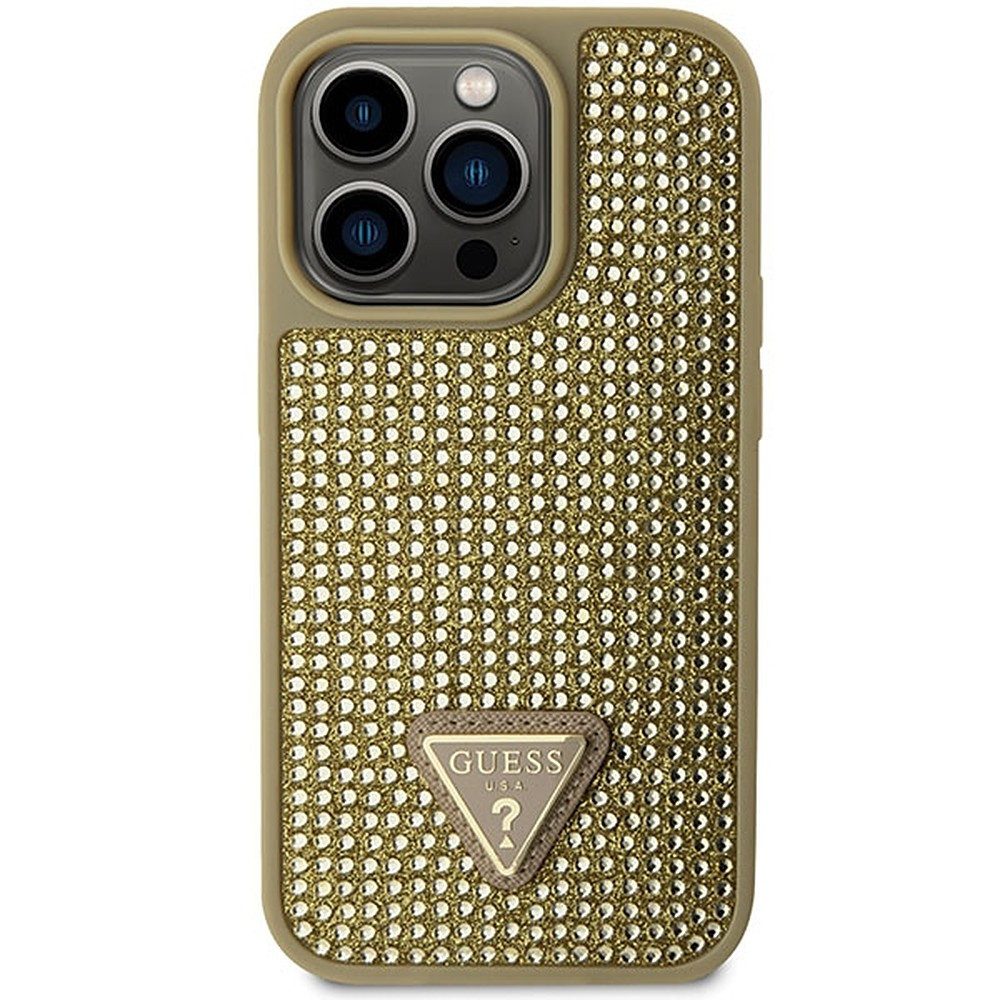 Guess Smartphone-Hülle Handyhülle Schutzhülle Hartschale 6,1 Zoll, Strasssteine, Dreieck-Logo, Hartschale, TPU/PC