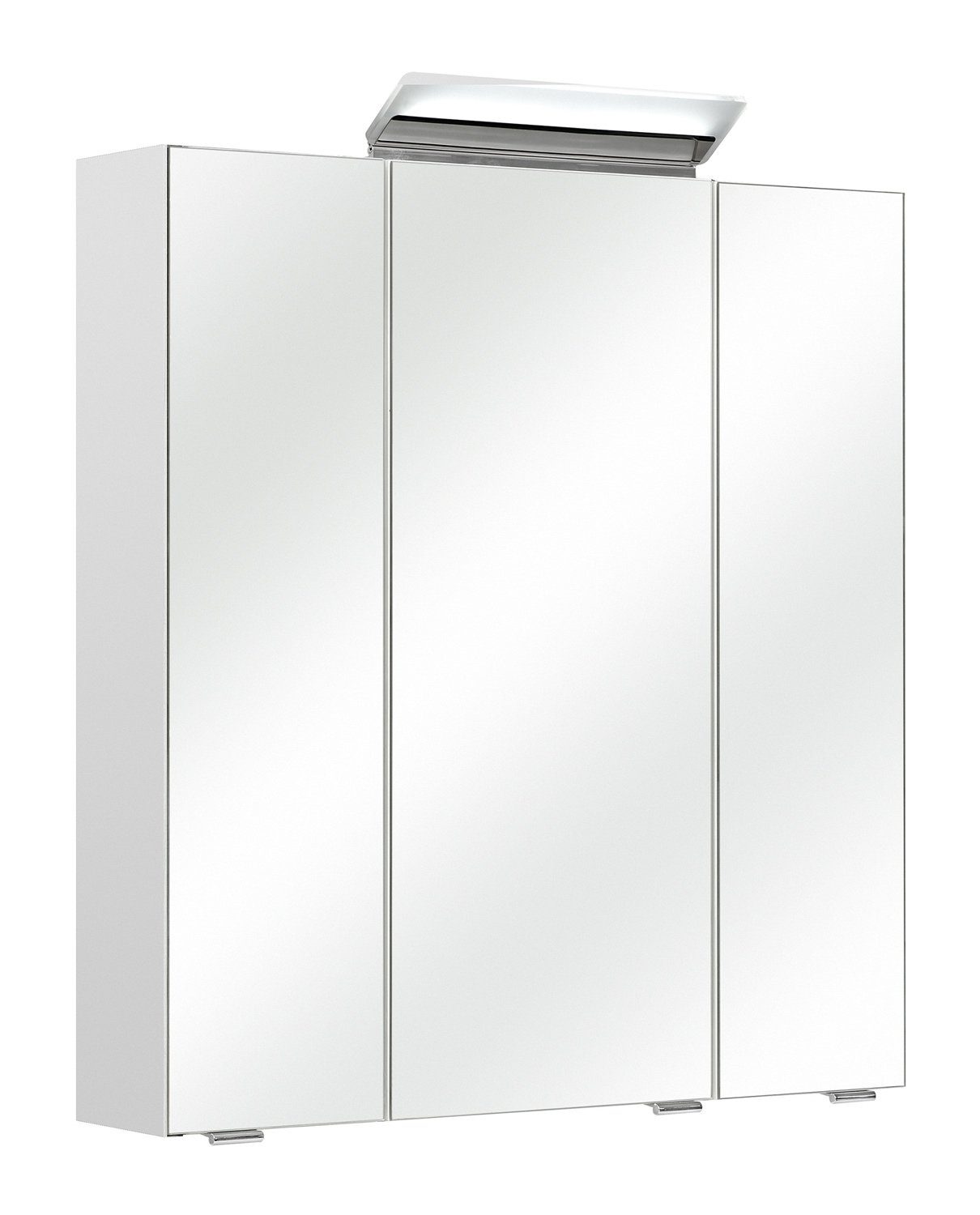 PELIPAL Spiegelschrank ORIA, B 65 3 Spiegeltüren, H 70 cm, x Weiß mit Seidenmatt, LED-Beleuchtung inkl