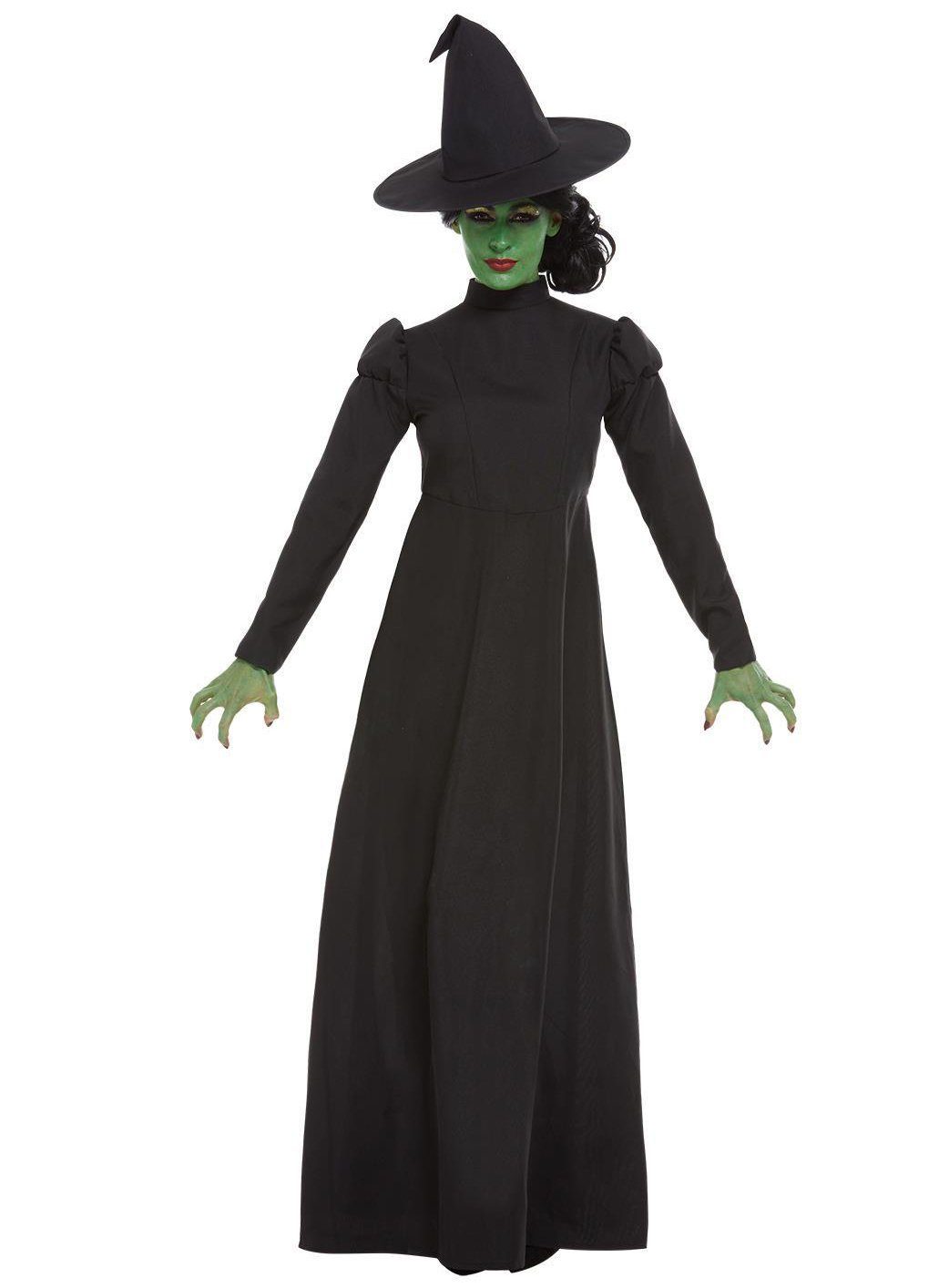 Smiffys Hexen-Kostüm Wicked Witch Hexe Kleid - Halloween Kostüm Damen, Klassisches Hexenkostüm im Stil des 'Zauberer von Oz'