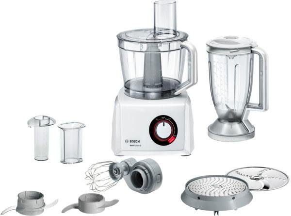 BOSCH Kompakt-Küchenmaschine MultiTalent 8 MC812W501, 1000 W, 3,9 l Schüssel, Mixer 1,5 L, Universalmesser, Kartoffelpuffer-Scheibe, weiß