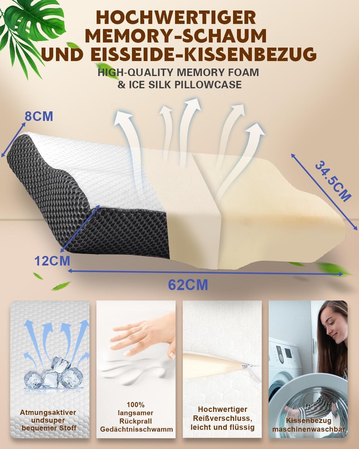 Esun Kissenbezug Kissenbezug für IDEA Nackenkissen Kissen mit Kühl- und Wärmeeffekt, Kopfkissenbezüge nur für IDEA-Kissen